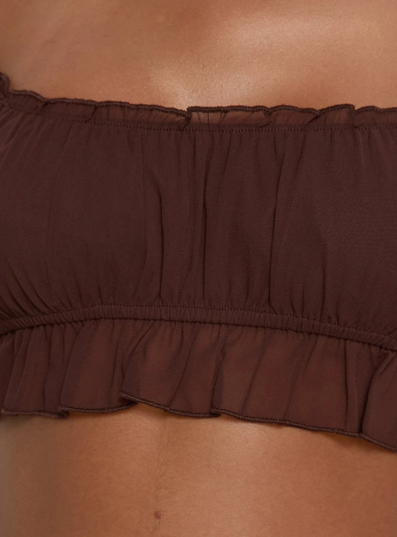 Ackee Ruched Off Shoulder Top Brown - Image 7