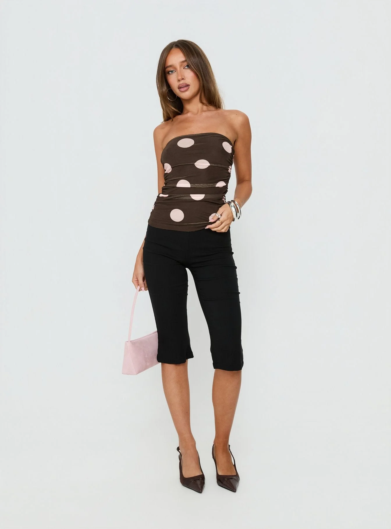 Act Natural Strapless Top Brown / Pink Polka - Image 3
