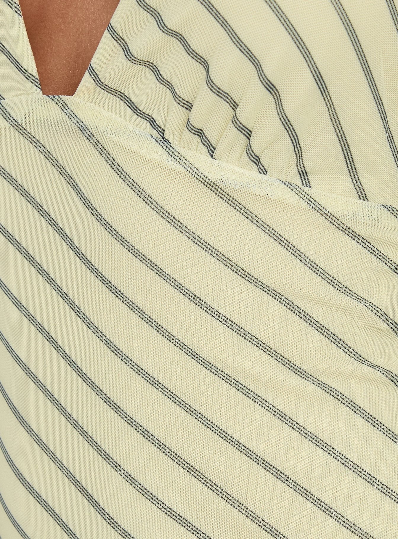 Adolena Halter Ruched Maxi Dress Yellow Stripe - Image 5