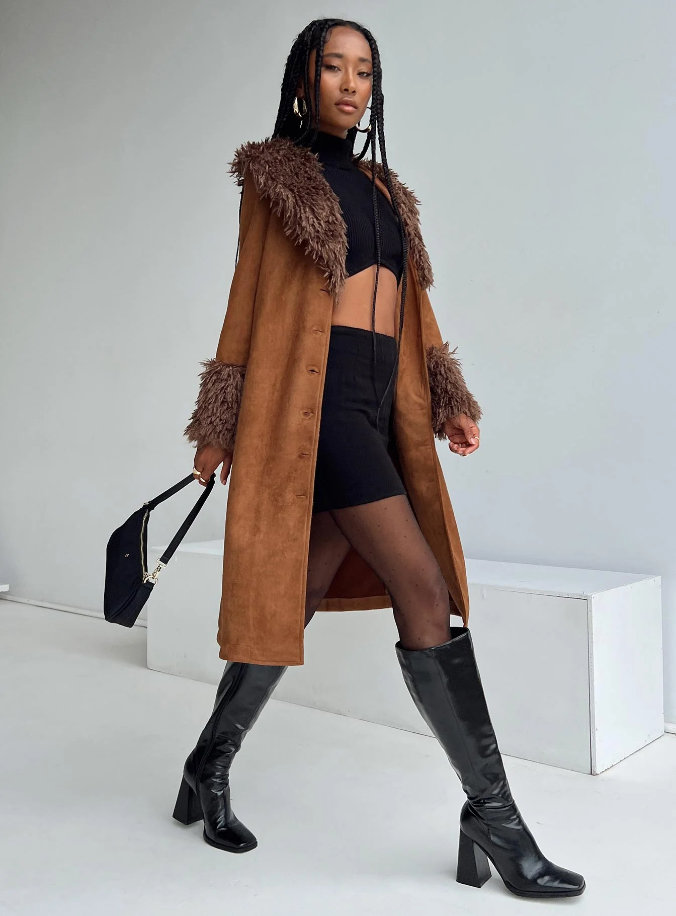 After Party Shearling Jacket Brown - Image 11