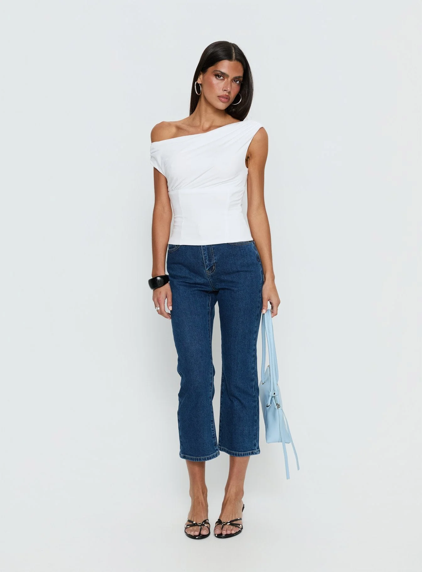 Aidyn Gathered One Shoulder Top White - Image 3