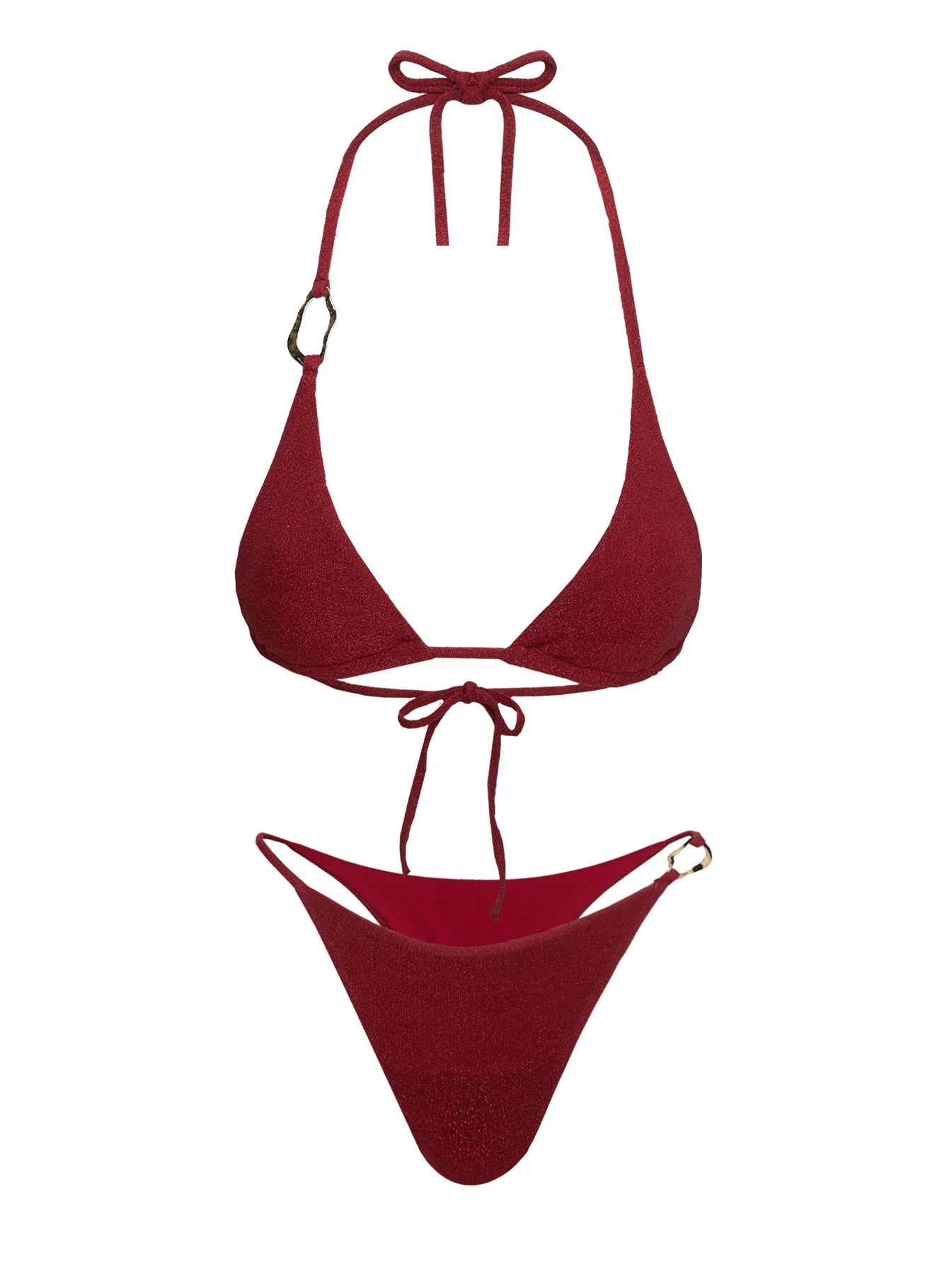 Aimi Glitter Tie Side Bikini Bottoms Red - Image 5