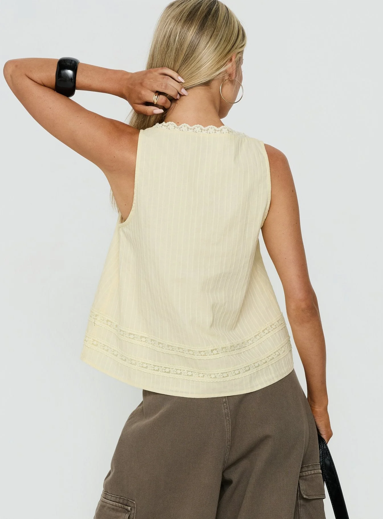 Alanah Lace Trim Top Lemon - Image 5