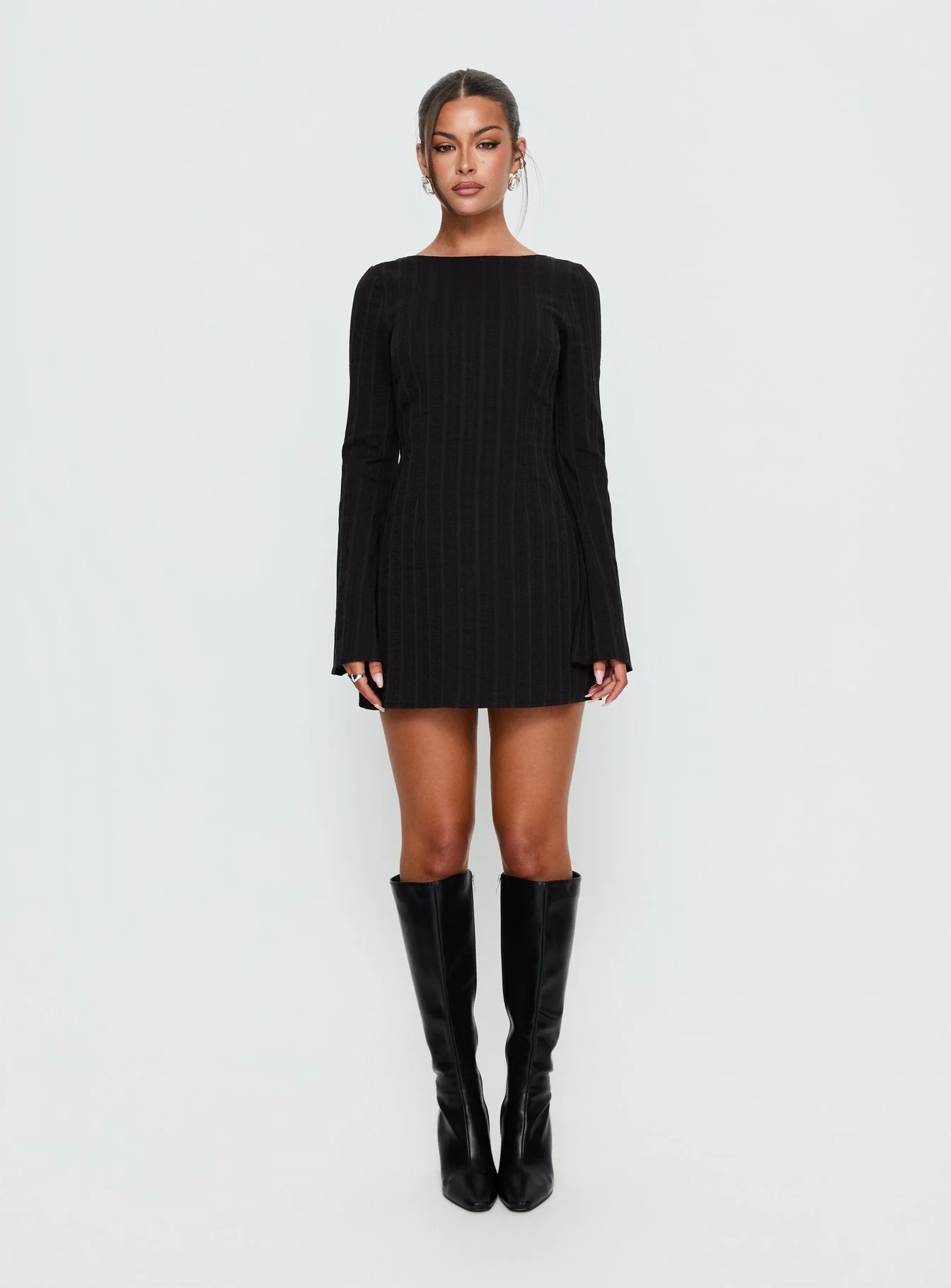 Alfalfa Long Sleeve Mini Dress Black - Image 6