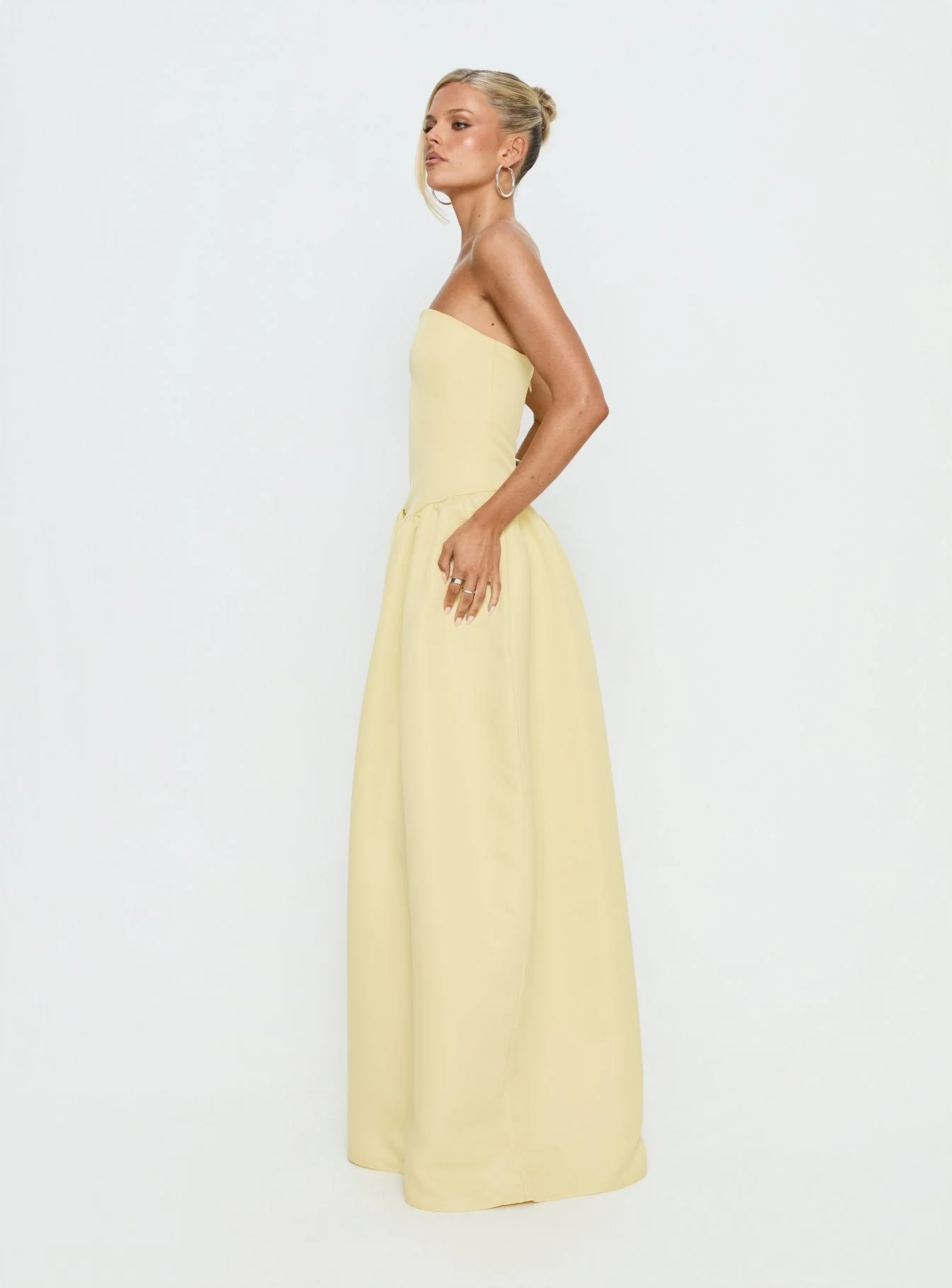 Soft Bloom Drop Waist Strapless Maxi Dress Yellow - Image 4