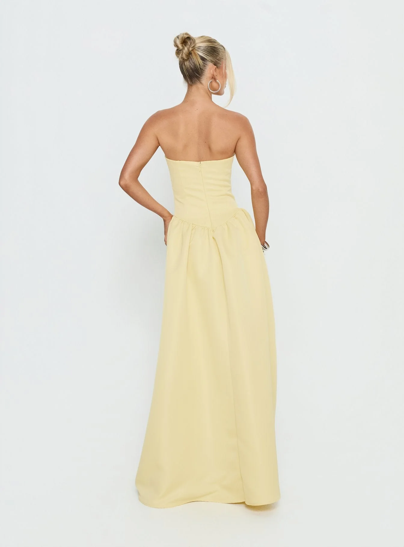 Soft Bloom Drop Waist Strapless Maxi Dress Yellow - Image 5