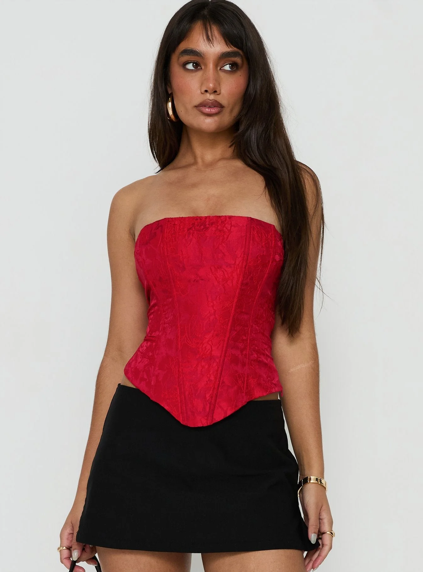 Ameliaa Strapless Corset Top Red - Image 2