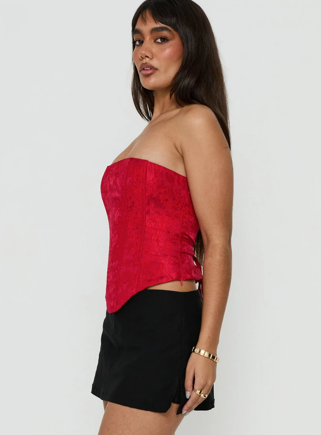Ameliaa Strapless Corset Top Red - Image 4
