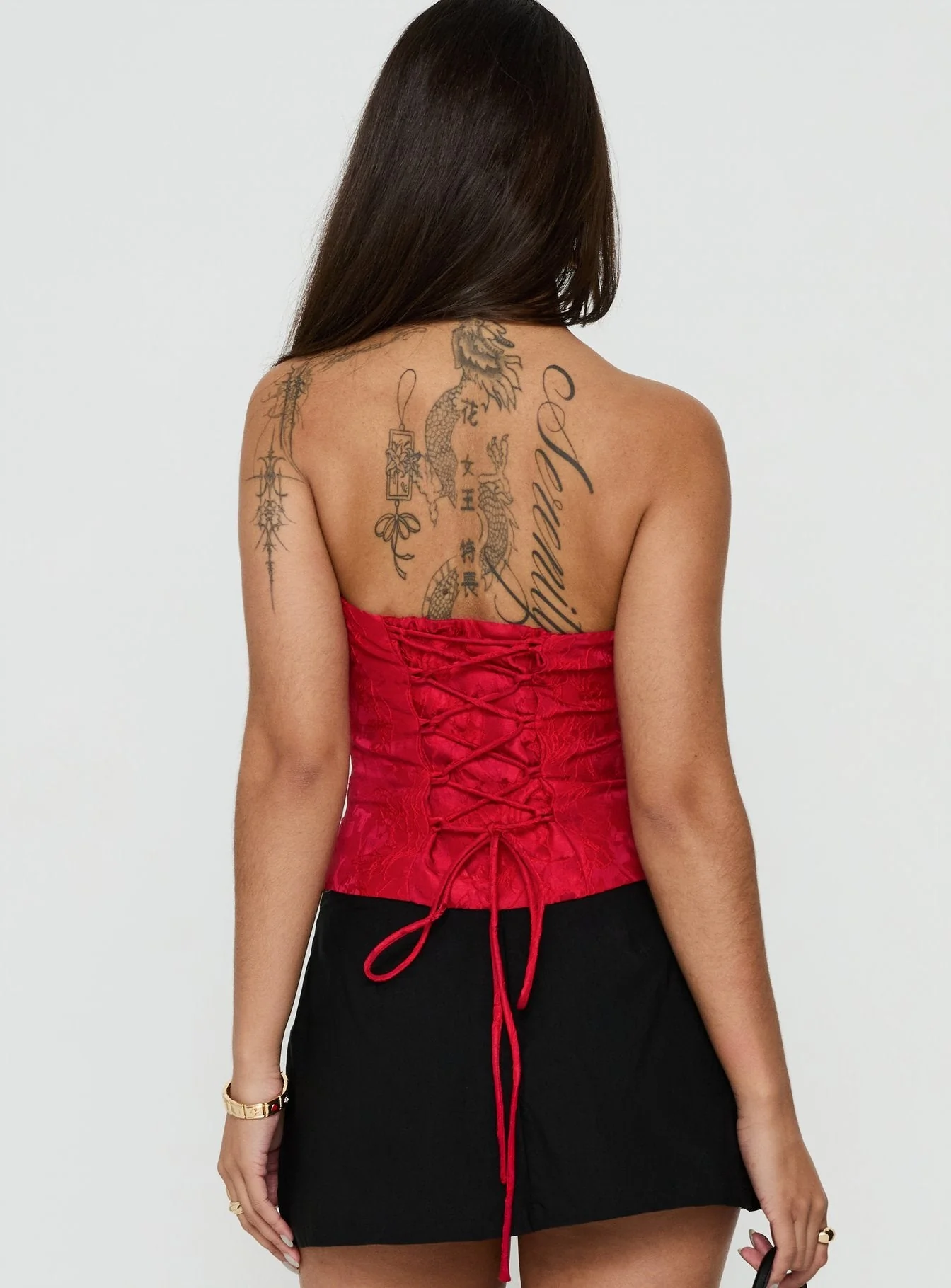 Ameliaa Strapless Corset Top Red - Image 5