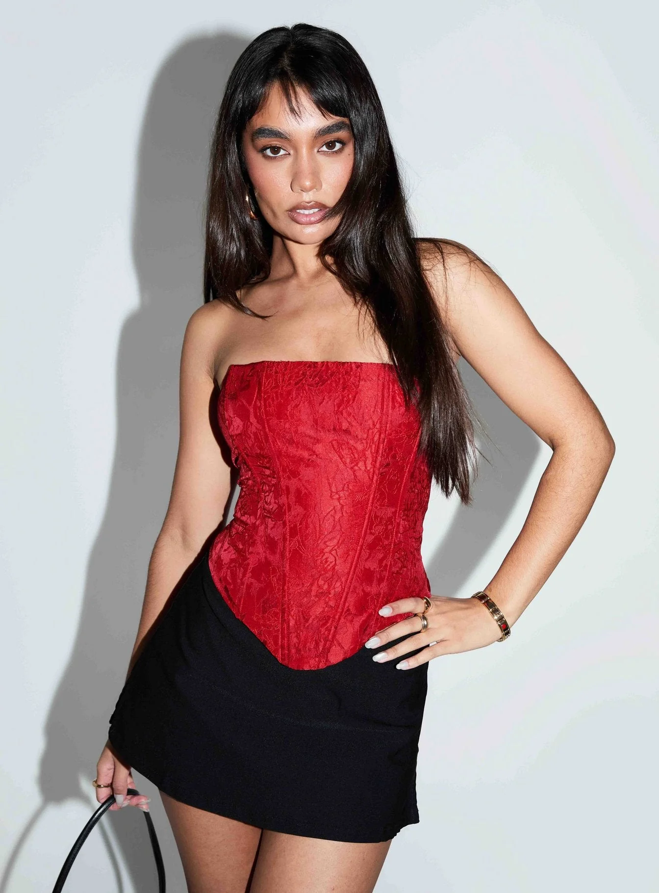 Ameliaa Strapless Corset Top Red - Image 8