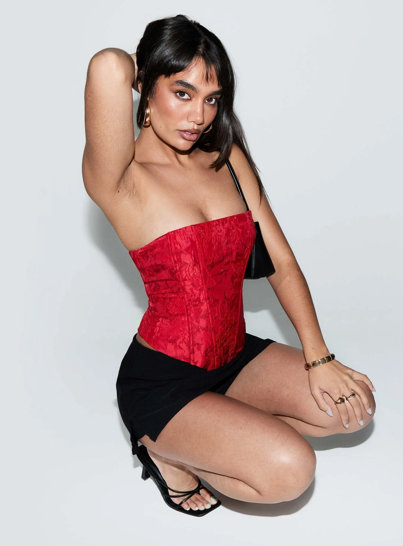Ameliaa Strapless Corset Top Red - Image 9