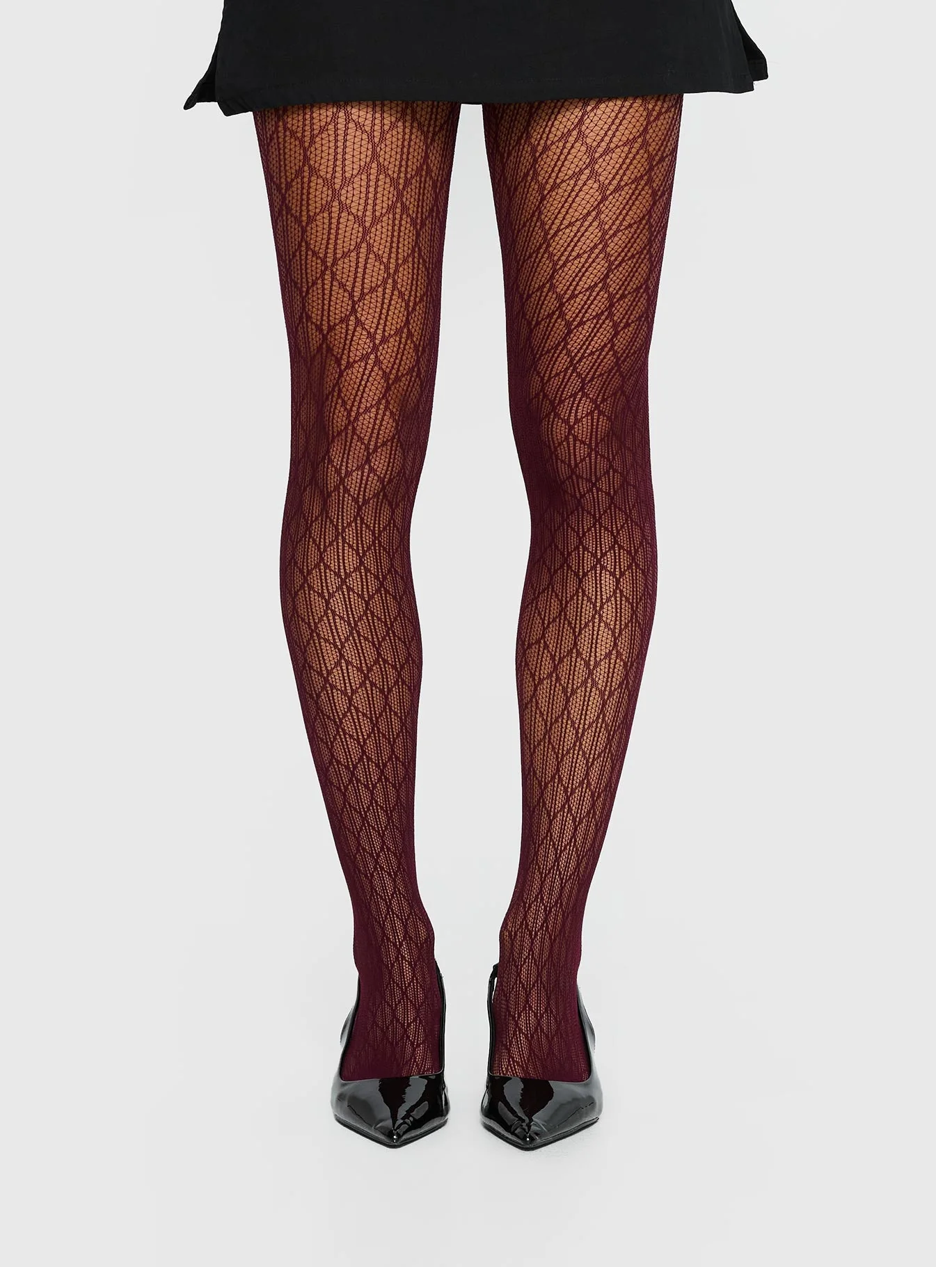Amelyn Textured Sheer Tights Red - Image 2