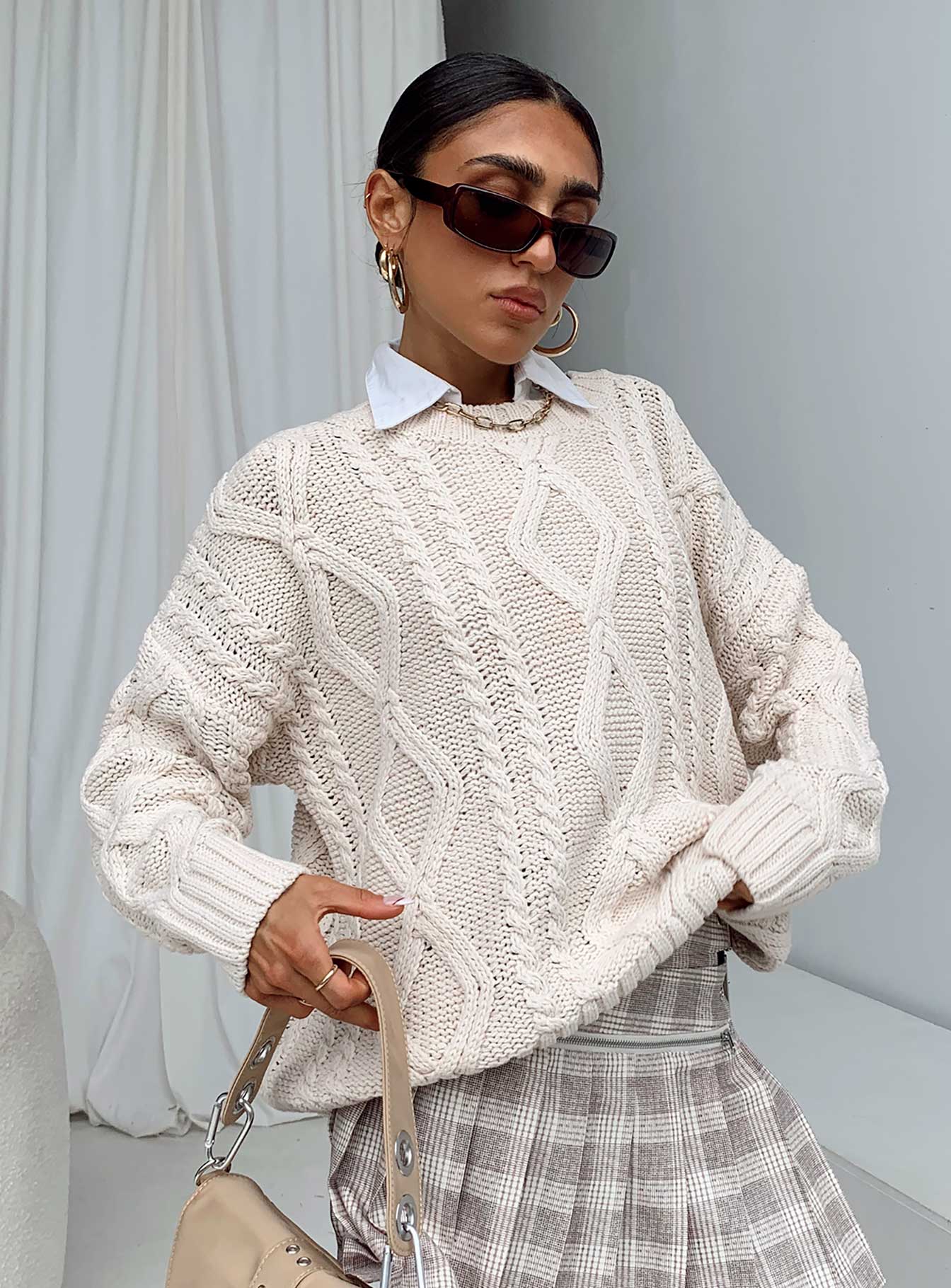 Anaya Oversized Jumper Beige - Image 7