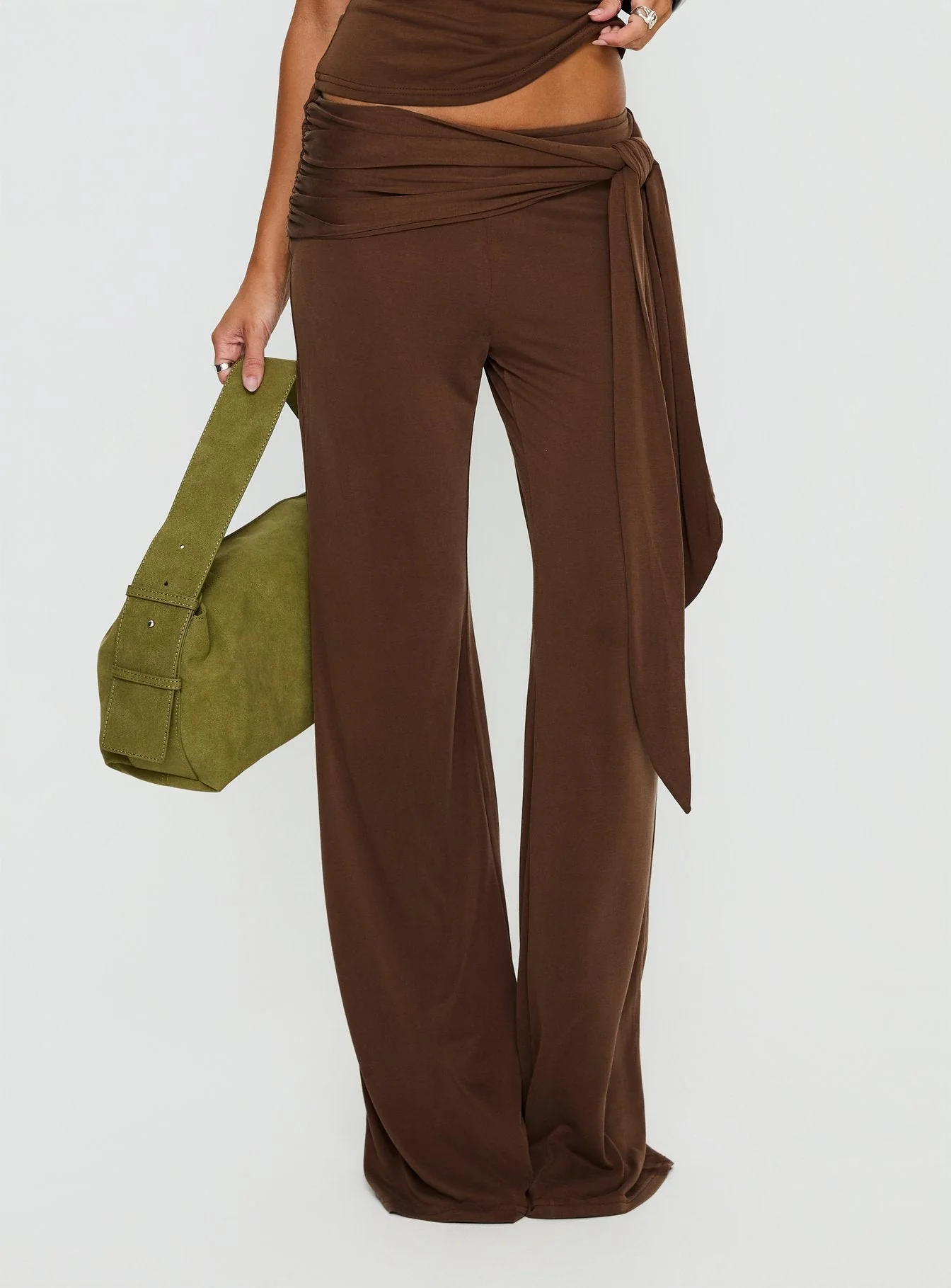 Katiana Wrap Jersey Trousers Brown - Image 2