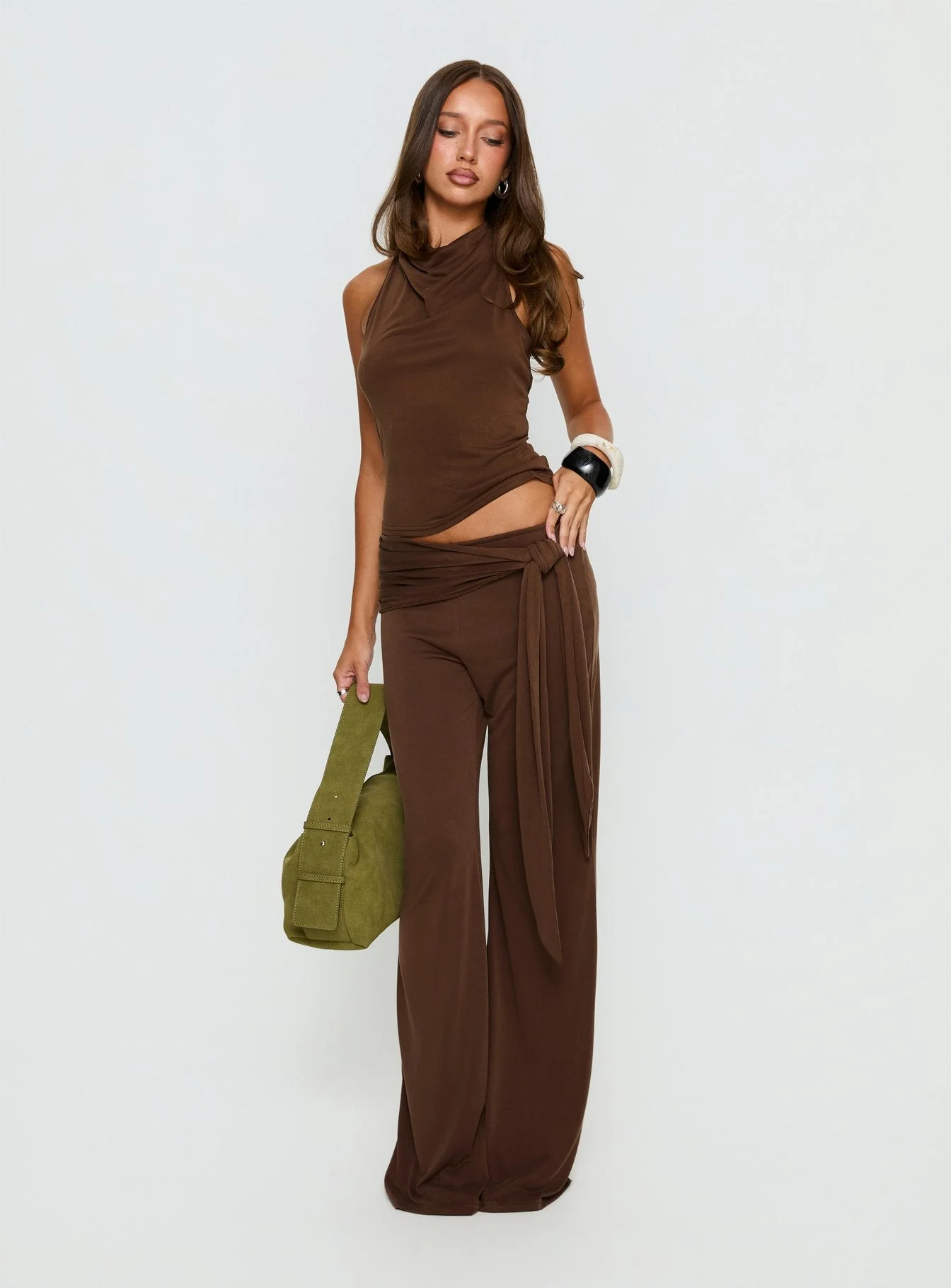 Katiana Wrap Jersey Trousers Brown - Image 3