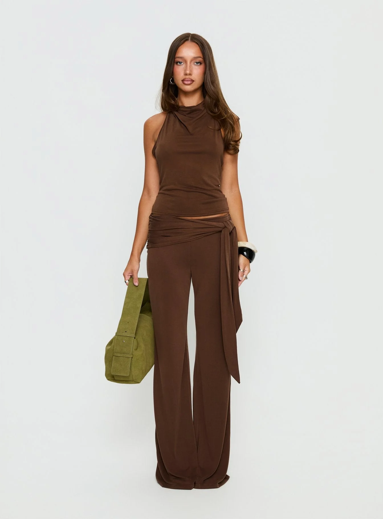 Katiana Wrap Jersey Trousers Brown - Image 7