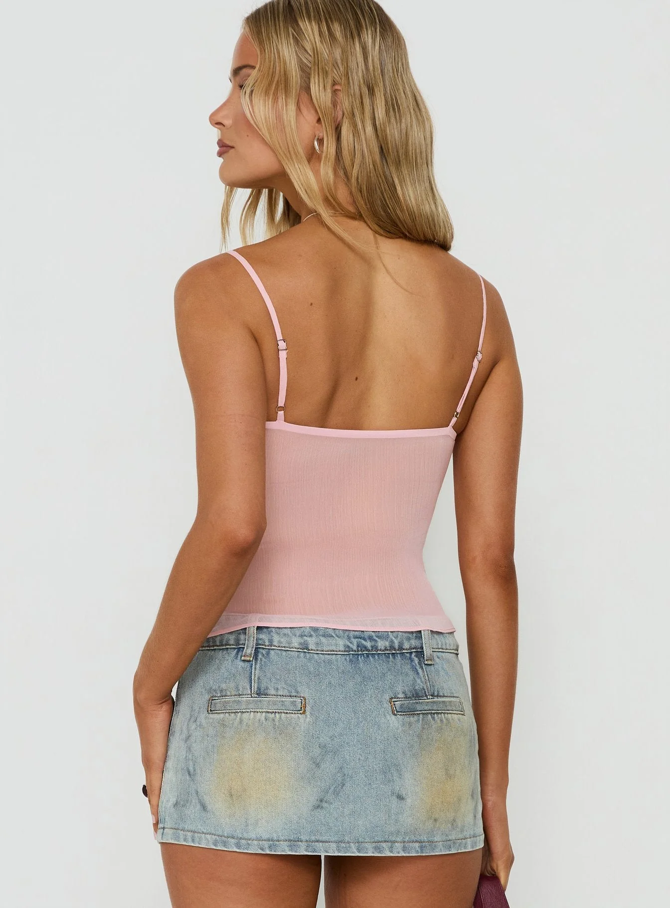 Andris Lace Detail Cami Top Pink - Image 4