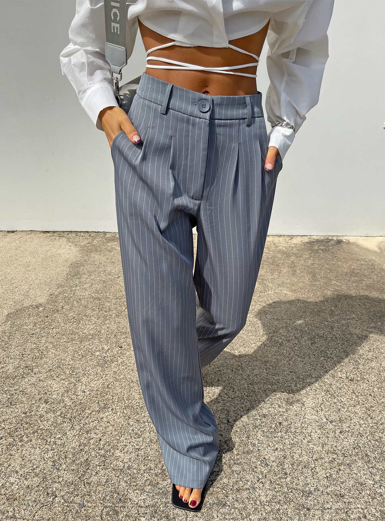 Archer Trousers Pinstripe Grey - Image 7