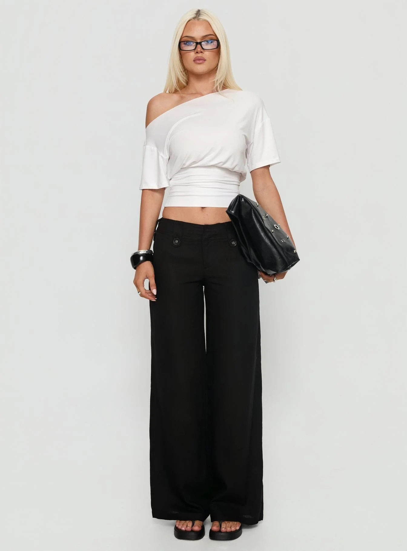 Ashlinn Off Shoulder Drapey Top White - Image 7