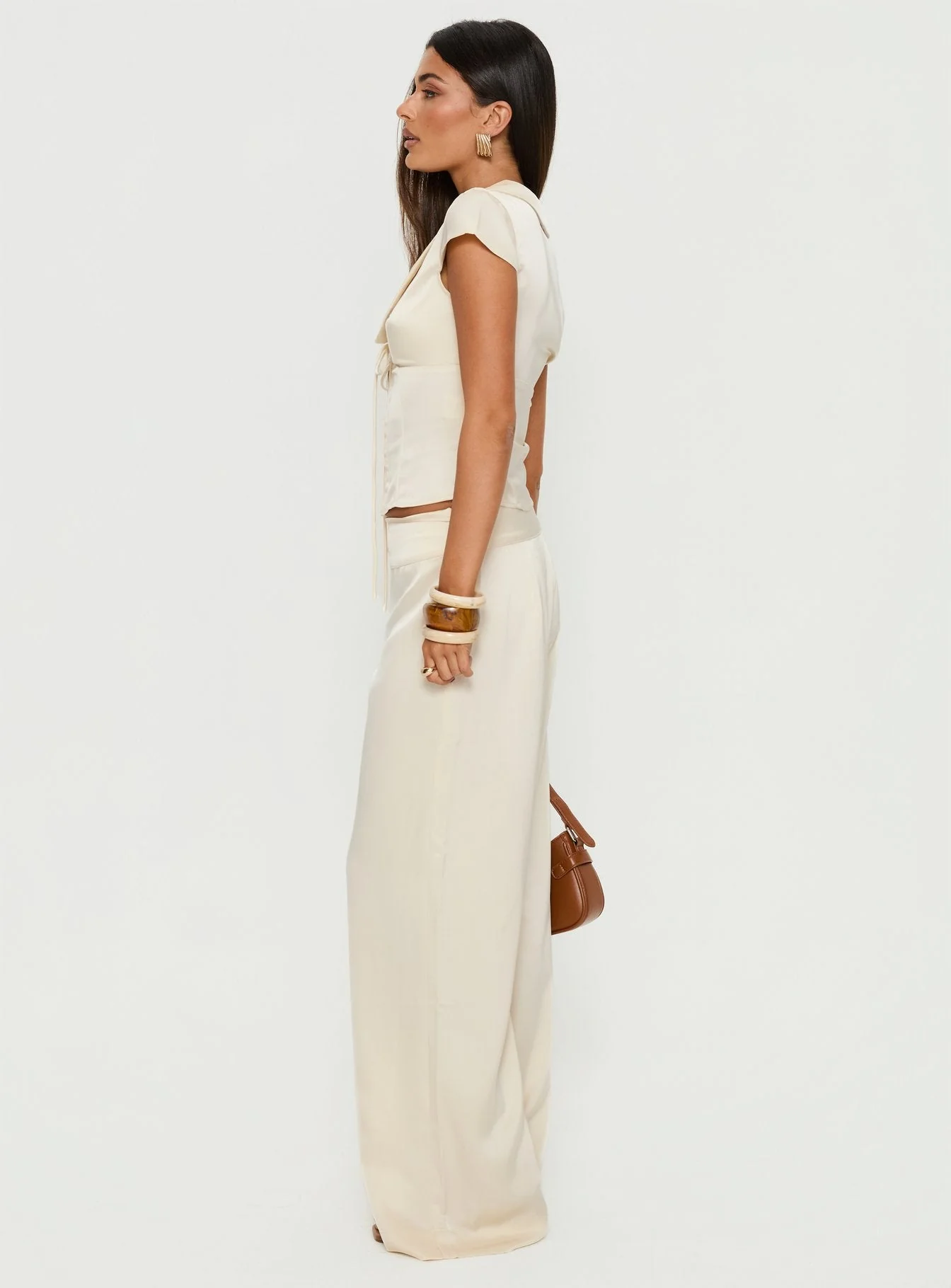 Aubrette Satin Tie Pants Cream - Image 5