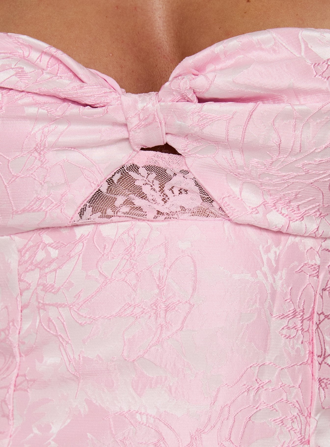 Aubriana Strapless Mini Dress Pink Jacquard - Image 5