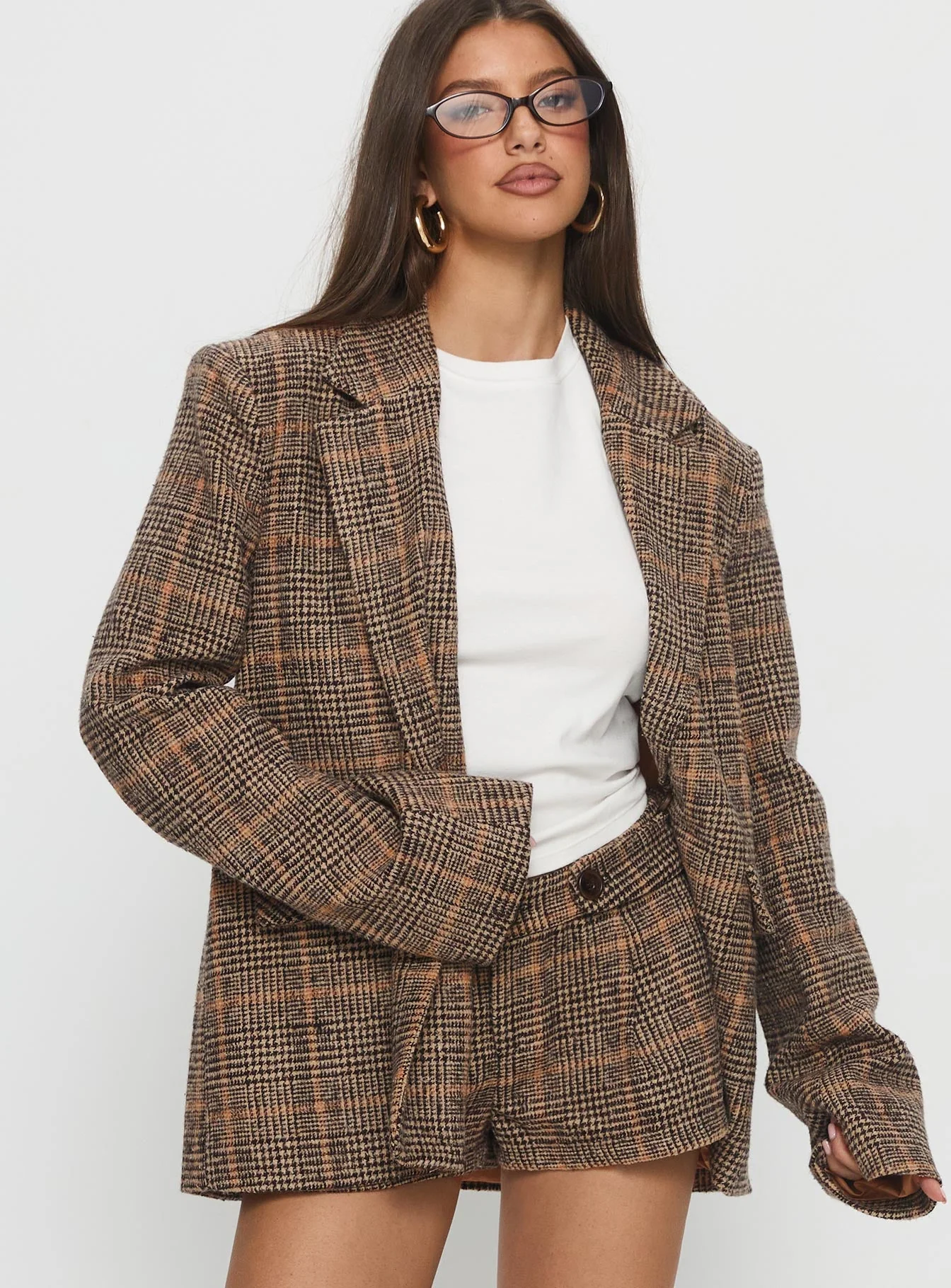 Ayvanna Oversized Blazer Brown Plaid - Image 2
