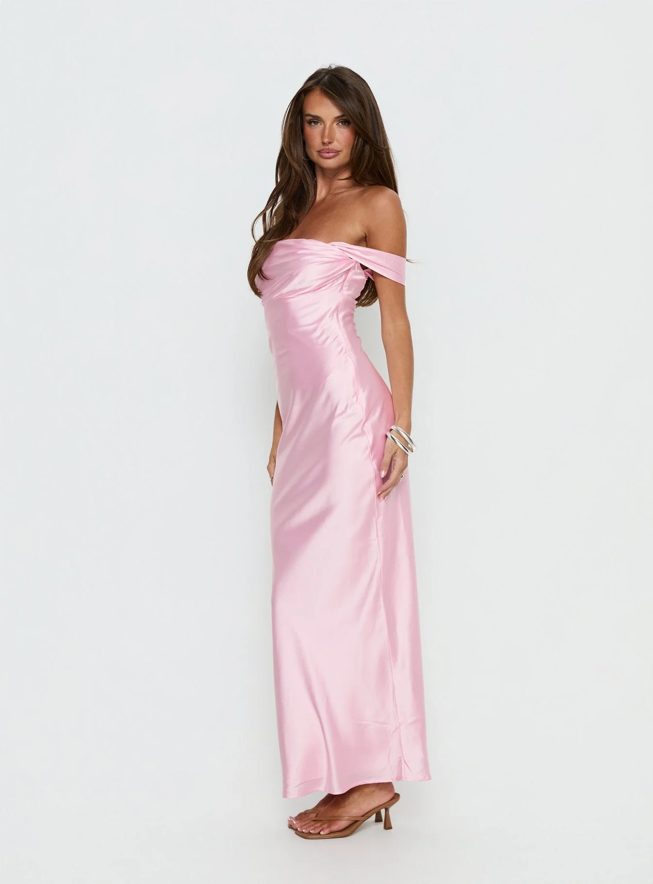 Azura Off The Shoulder Maxi Dress Pink - Image 4