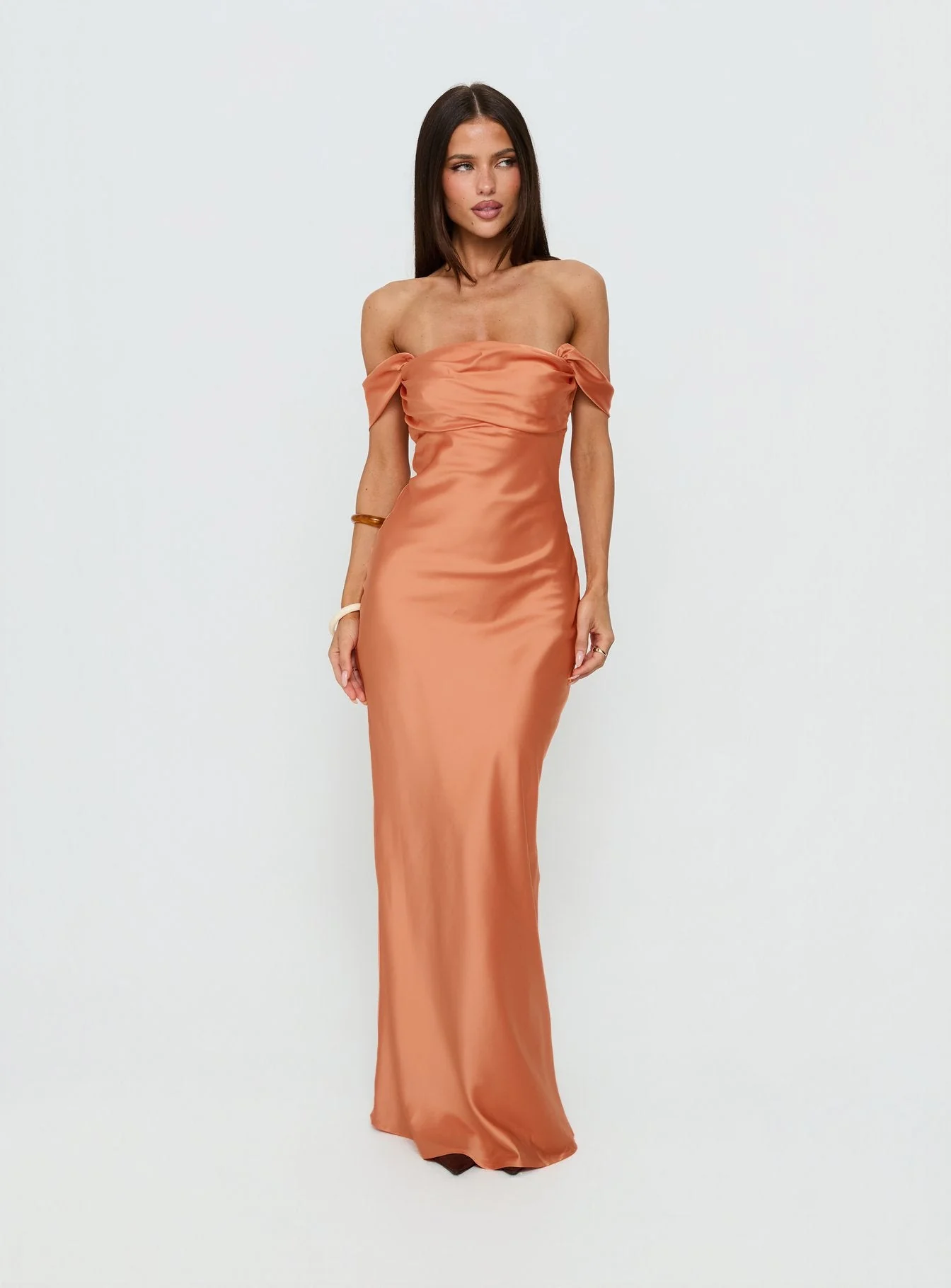 Azura Off The Shoulder Maxi Dress Orange - Image 2