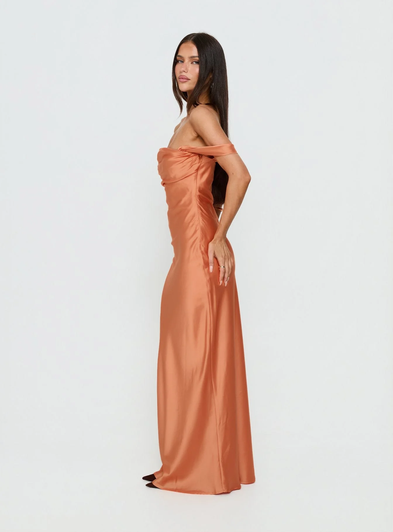 Azura Off The Shoulder Maxi Dress Orange - Image 4