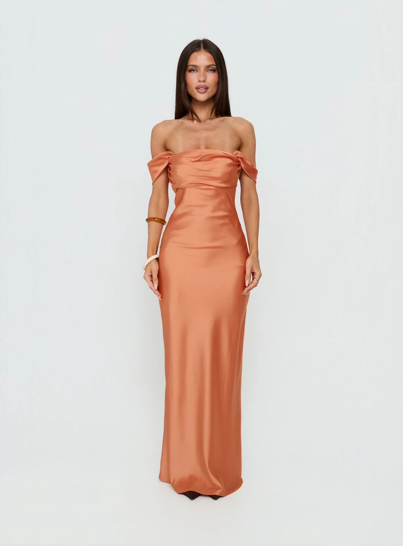 Azura Off The Shoulder Maxi Dress Orange - Image 6