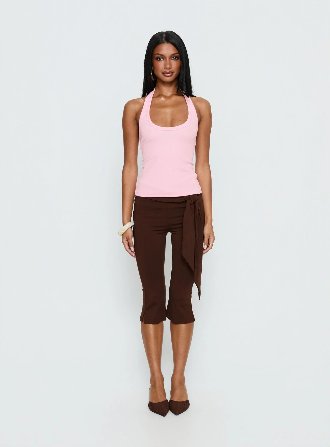 Baseline Scoop Halter Rib Vest Pink - Image 7