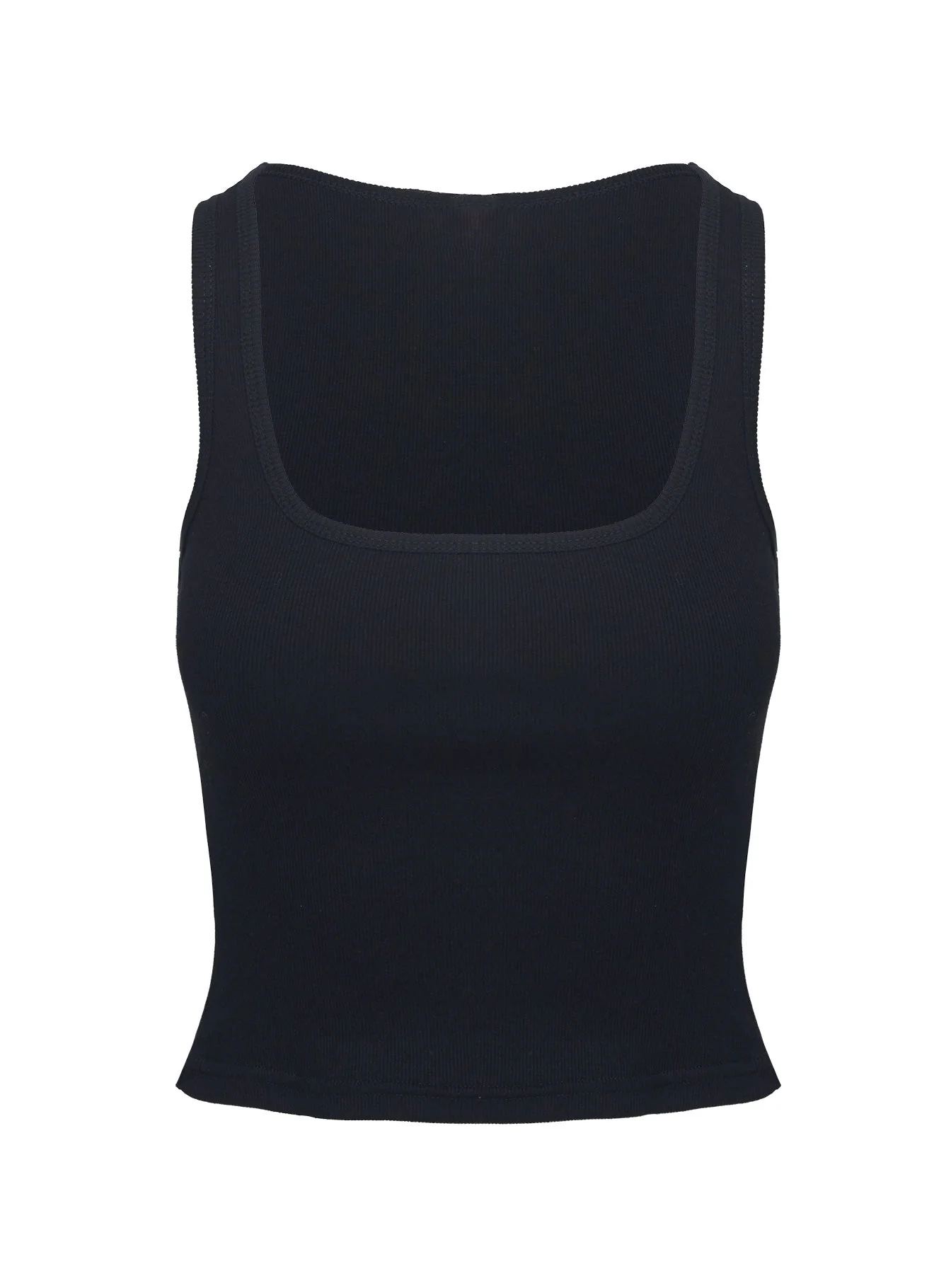 Baseline Square Neck Rib Vest Top Black - Image 9