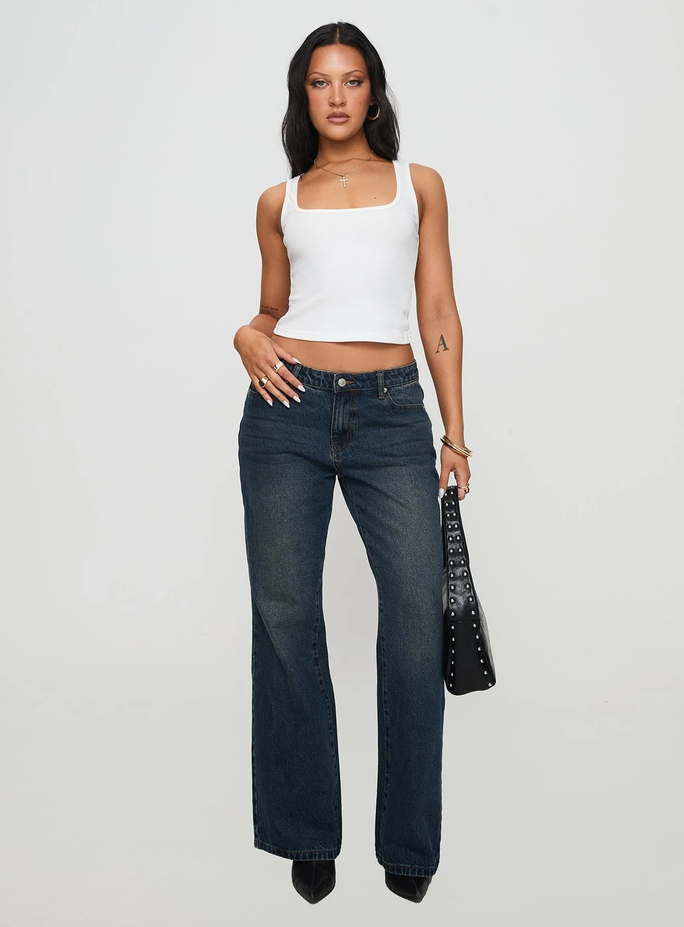 Baseline Square Neck Rib Vest Top White - Image 3