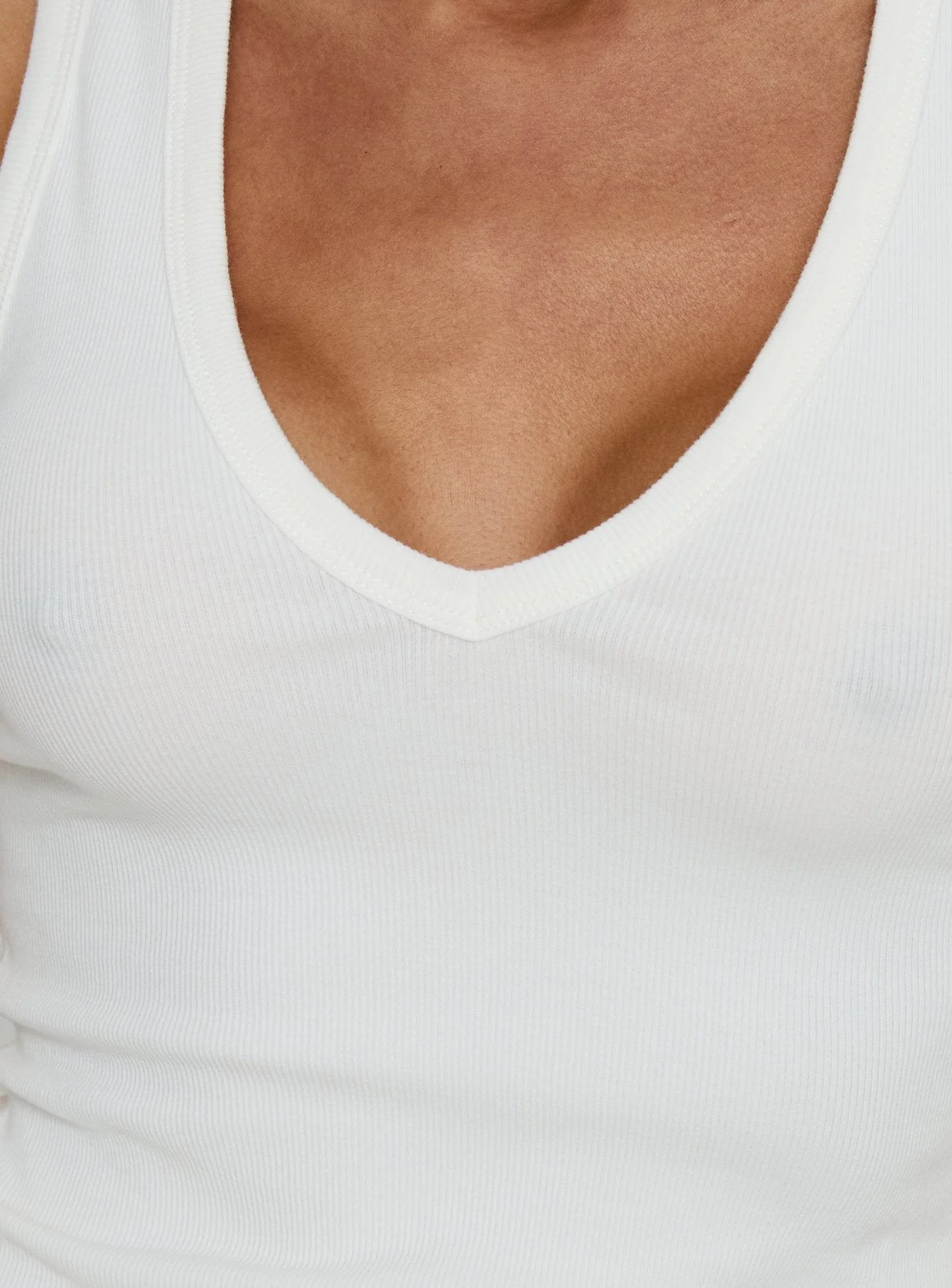 Baseline V Neck Rib Vest Top White - Image 6