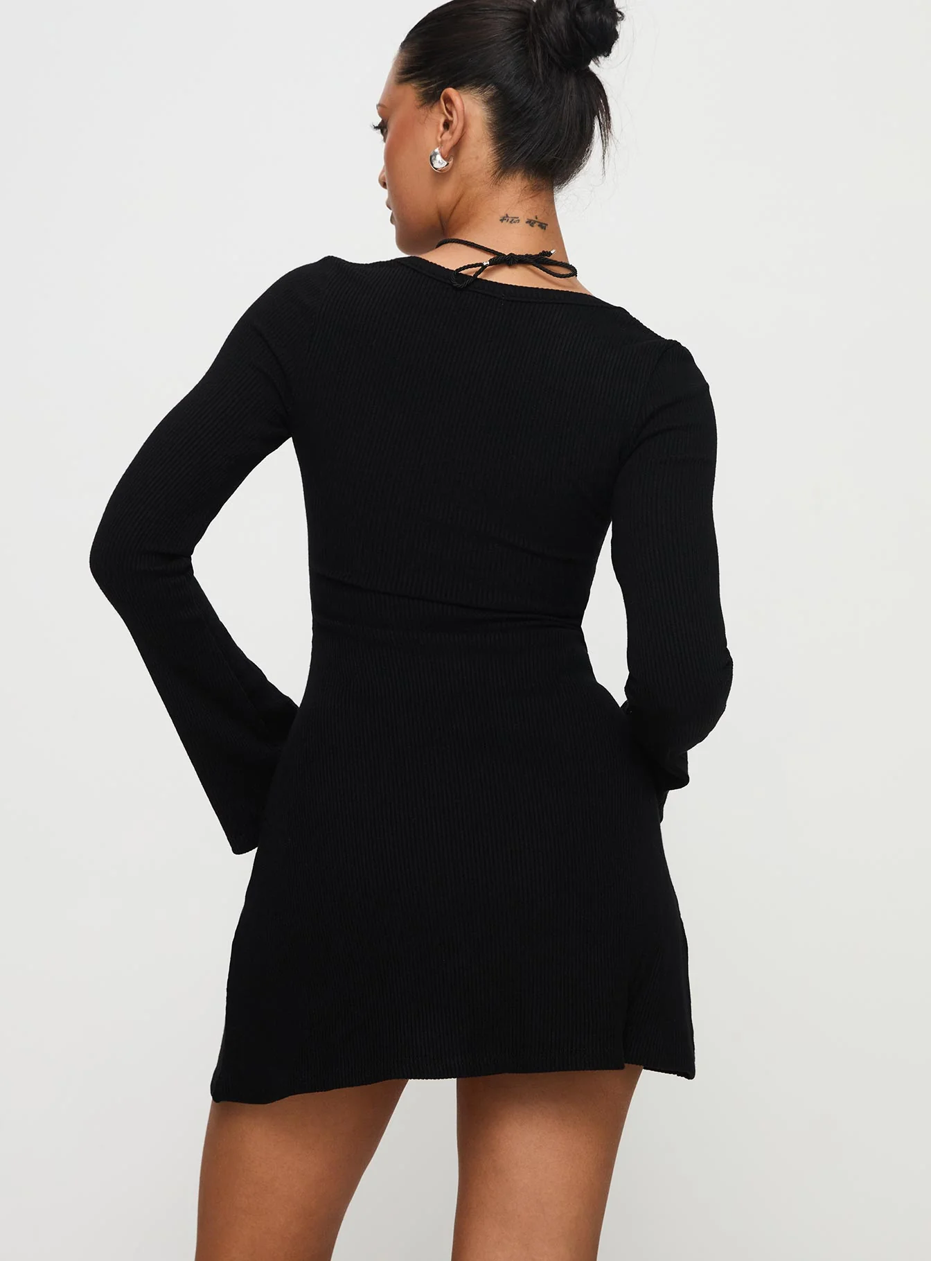 Best Interest Long Sleeve Mini Dress Black - Image 4