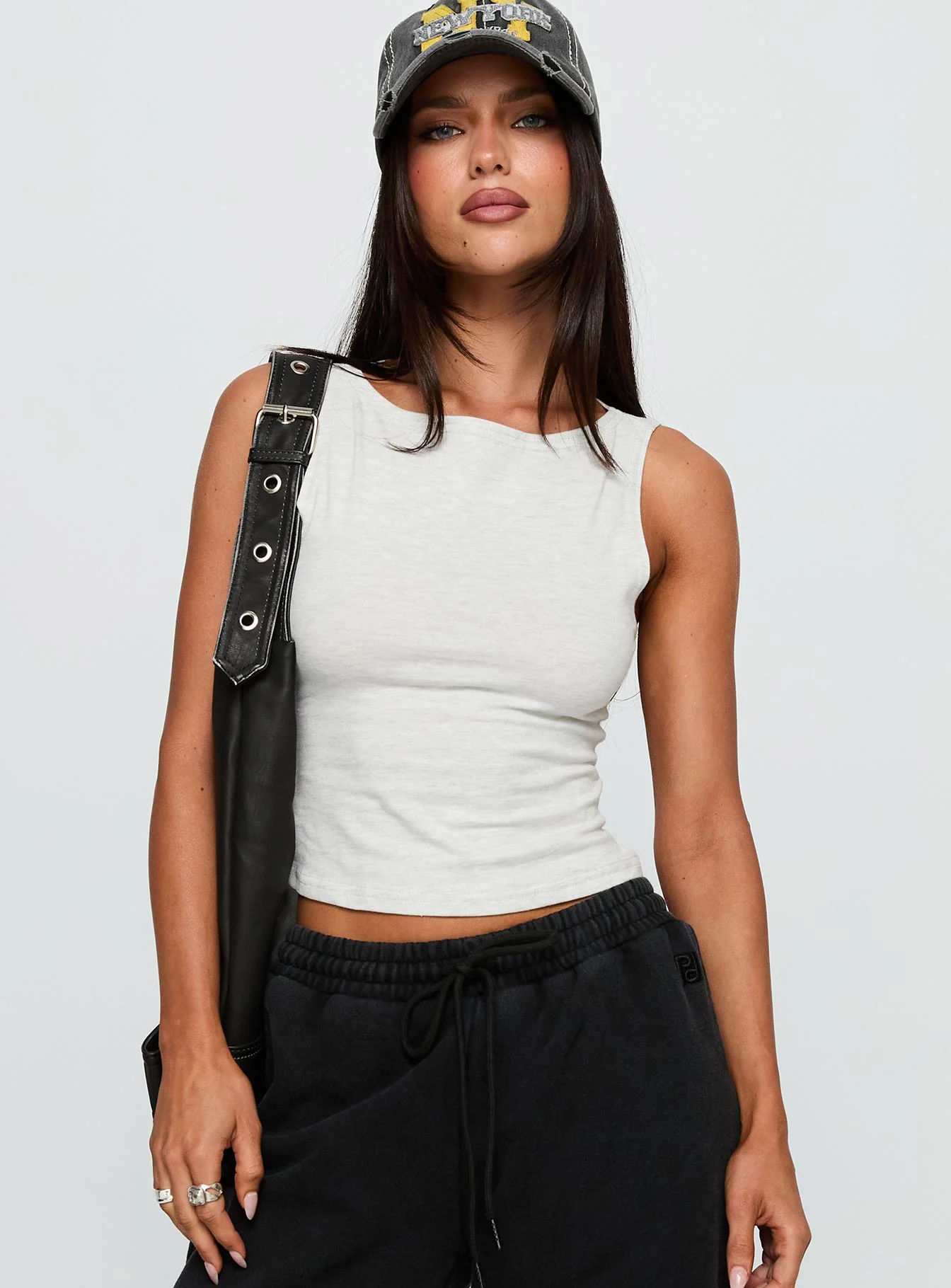 Bleeker High Neck Top Grey Marle - Image 2