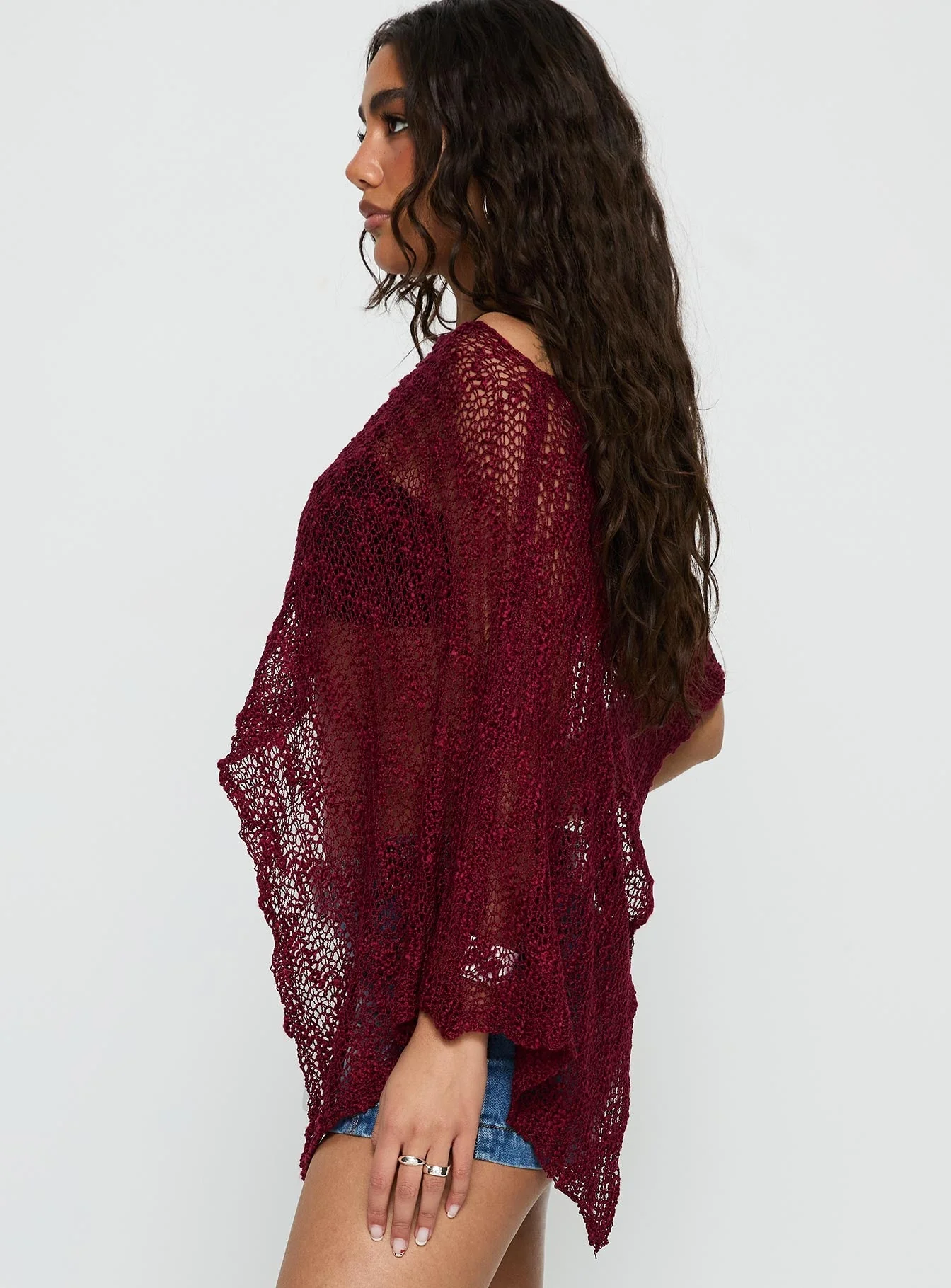 Boni Knit Poncho Wine - Image 4