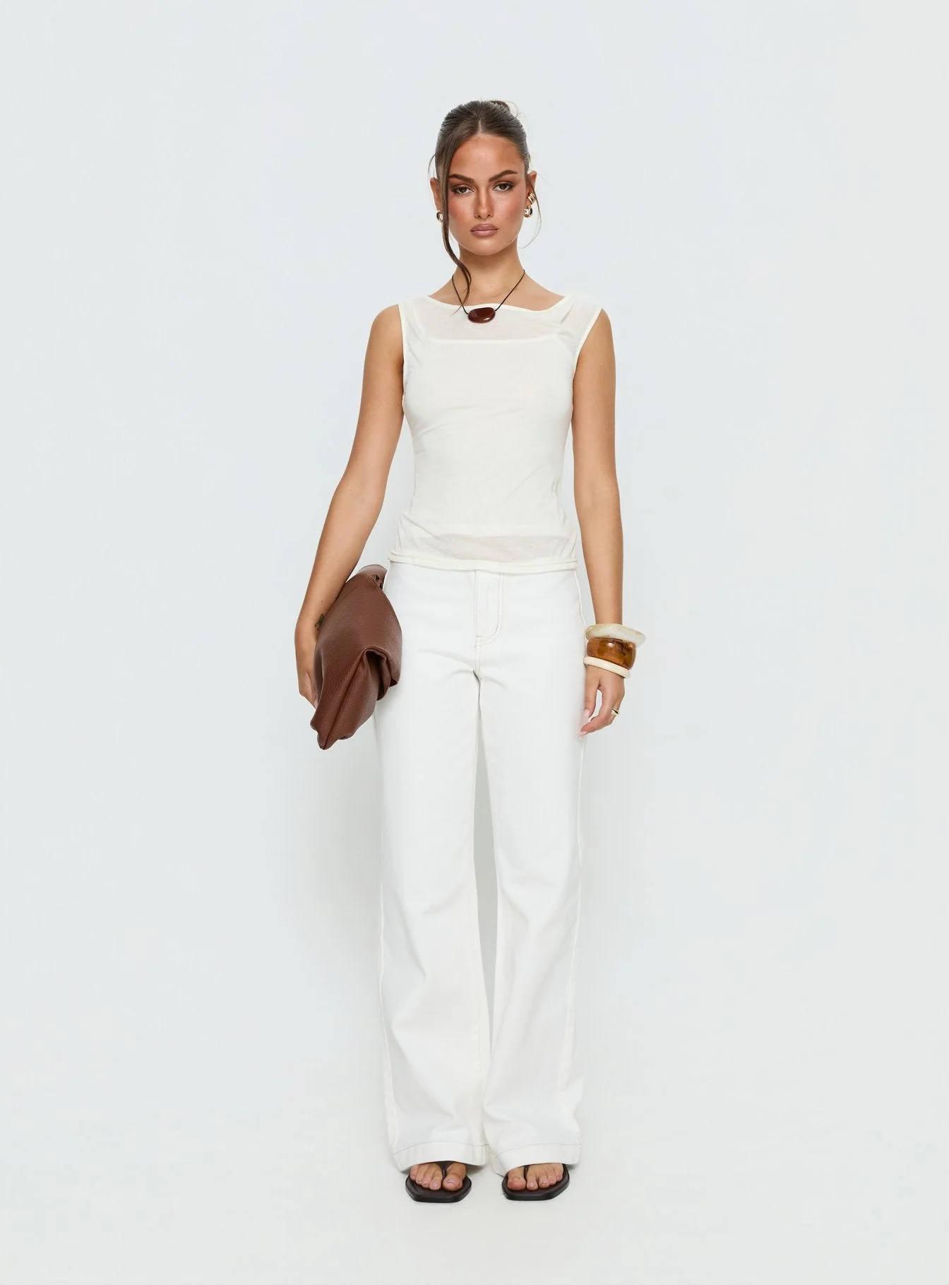 Buenos No Waist Low Rise Straight Leg Jeans White - Image 7