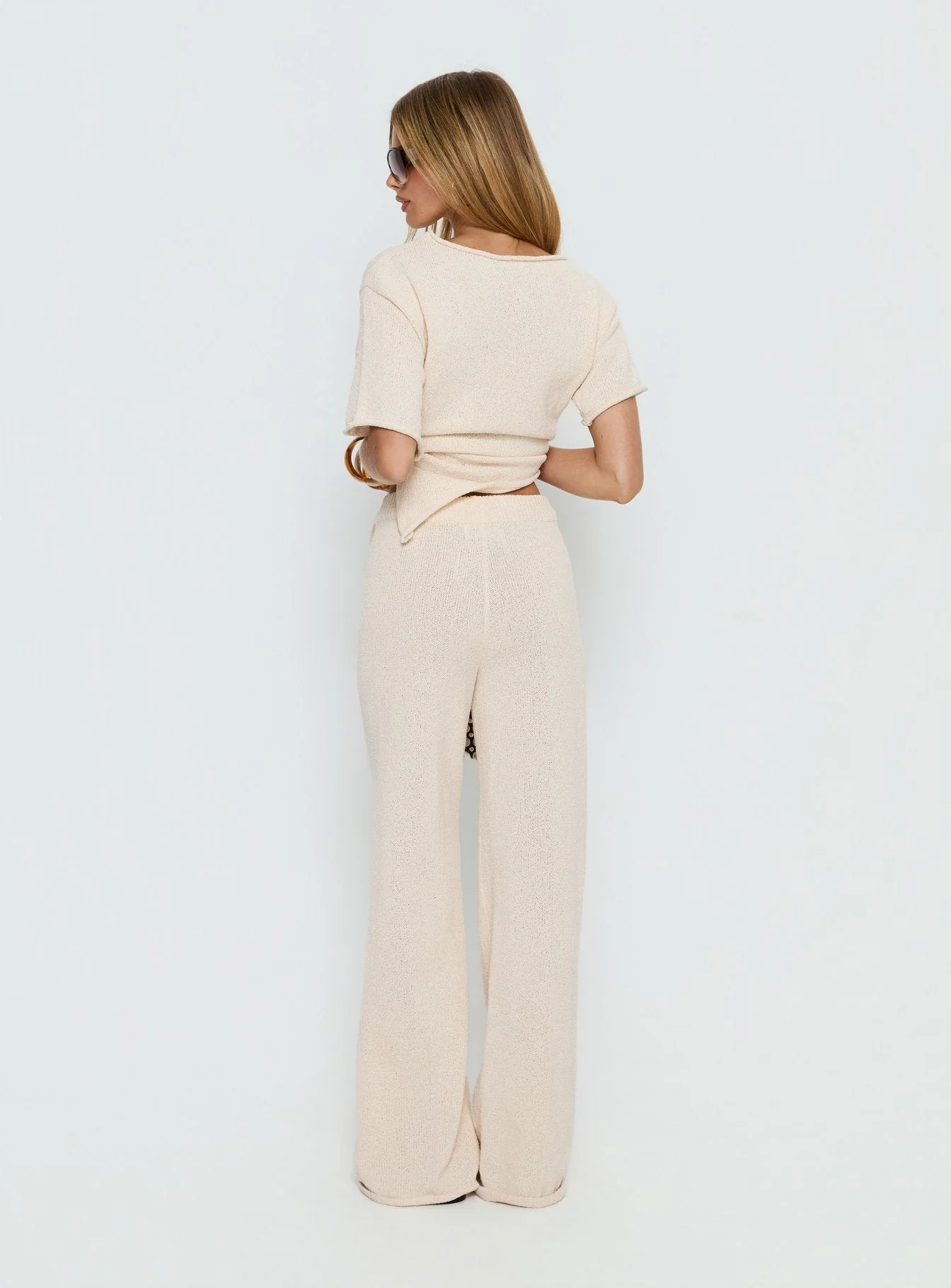 Calisse Knit Wide Leg Trousers Beige - Image 5