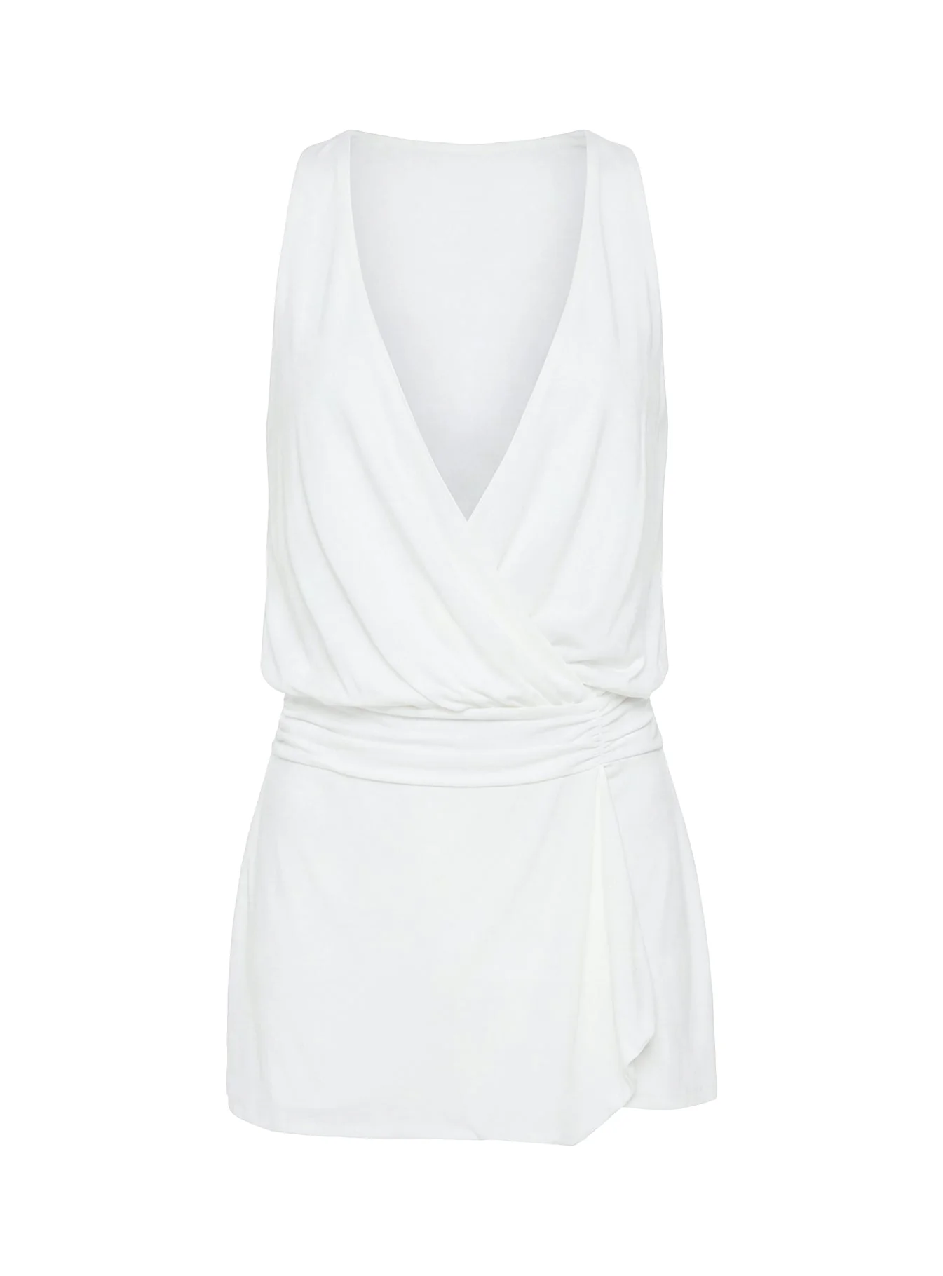 Carissima Drape Plunge Mini Dress White - Image 11