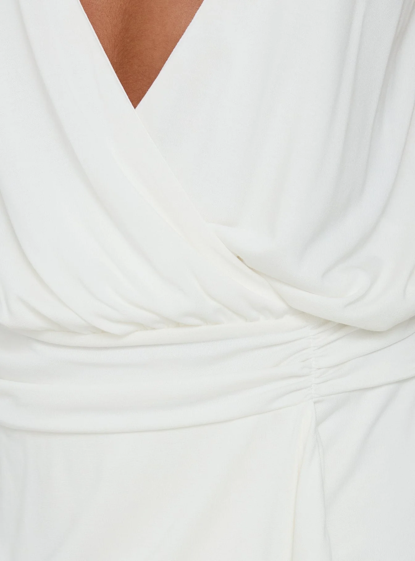 Carissima Drape Plunge Mini Dress White - Image 6
