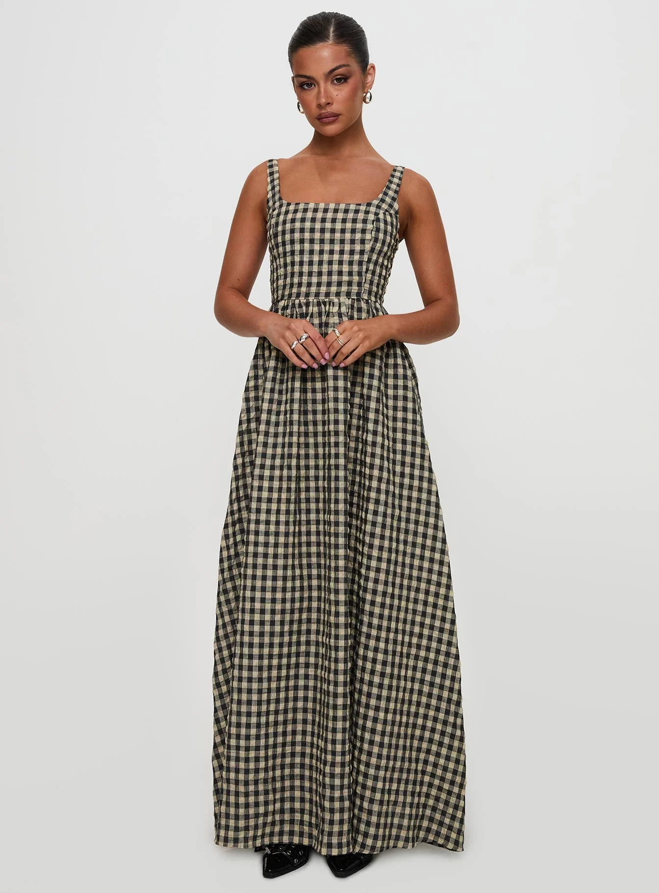 Cartmel Check Maxi Dress Black / Cream - Image 2