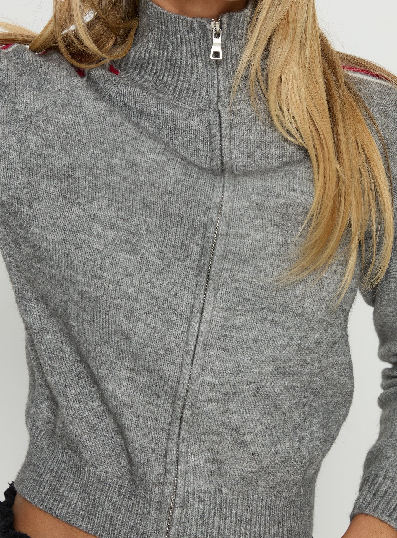 Caysey Zip Through Knit Jumper Grey - Image 6