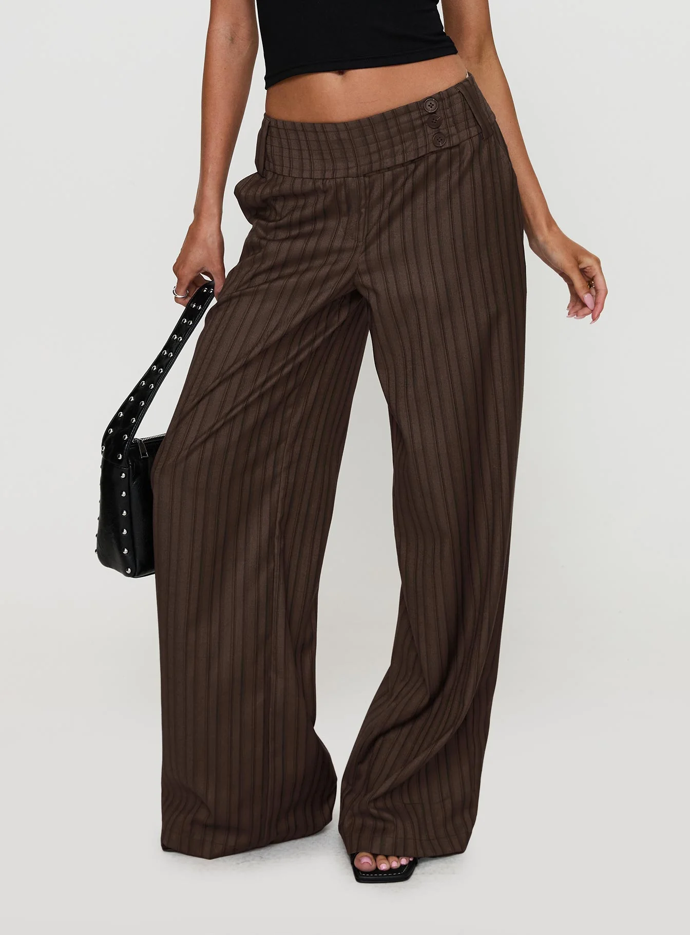 Cedars Low Rise Trousers Brown Stripe - Image 3