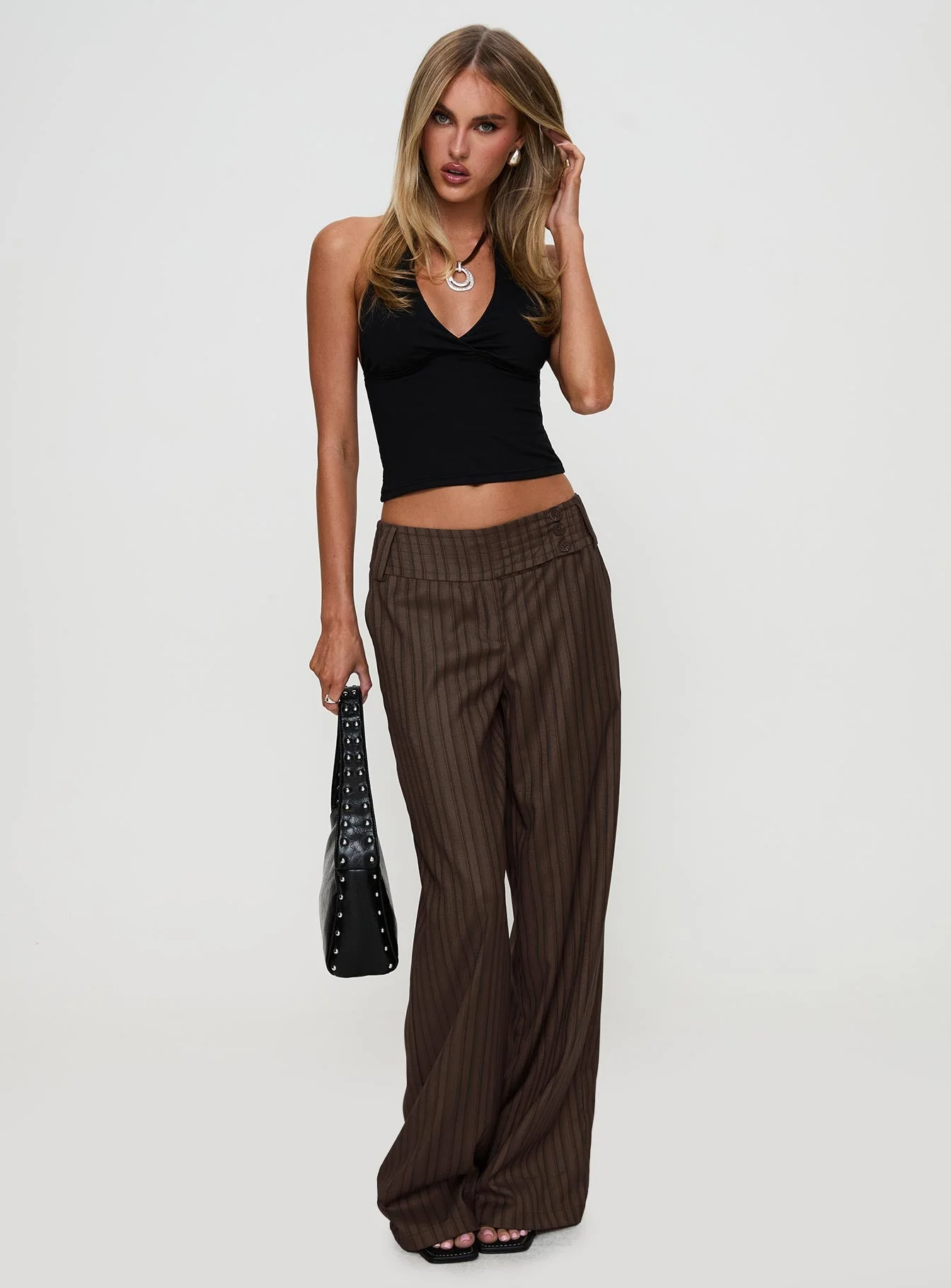 Cedars Low Rise Trousers Brown Stripe - Image 4