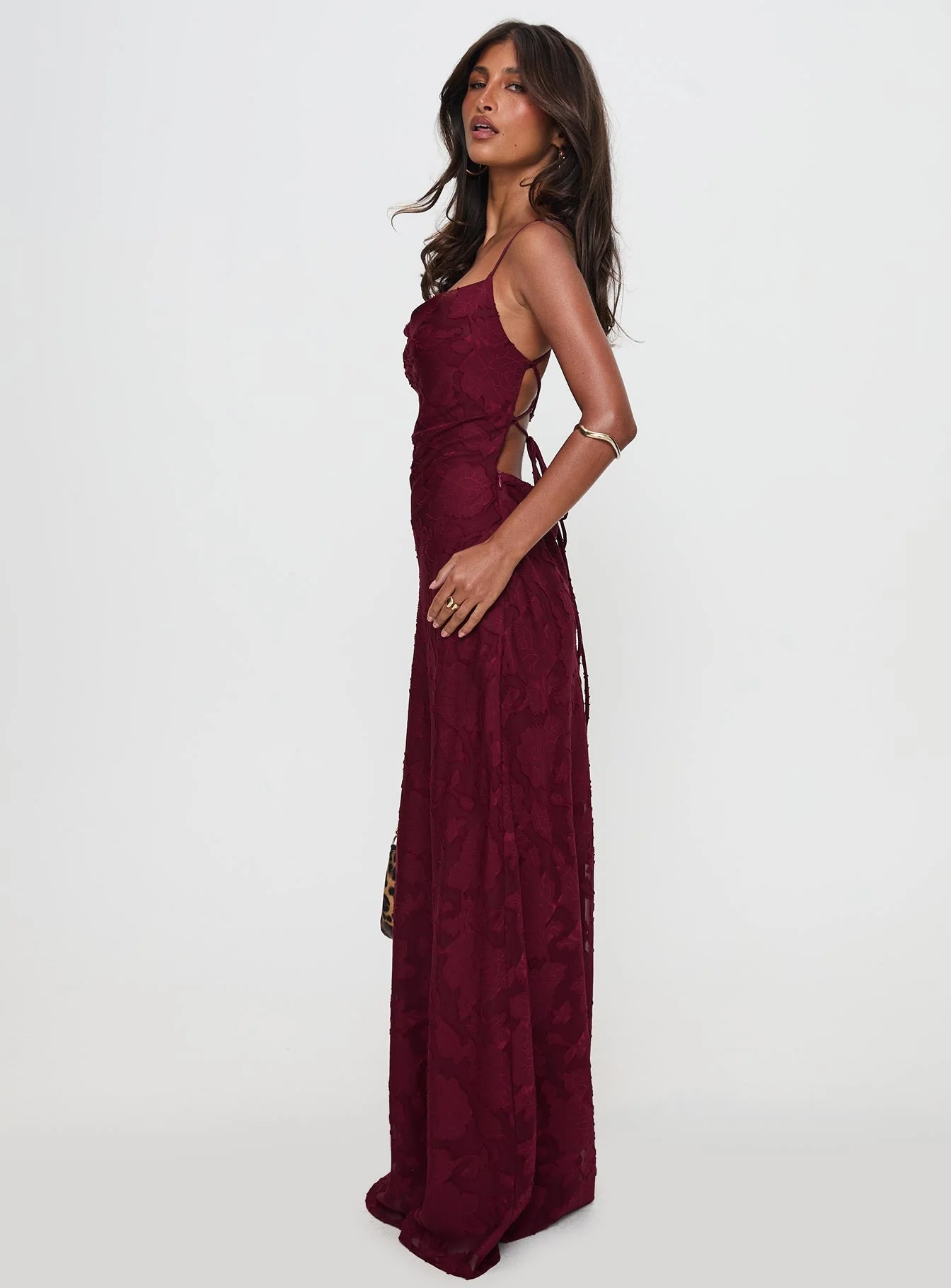 Celena Maxi Dress Burgundy Burnout Petite - Image 3
