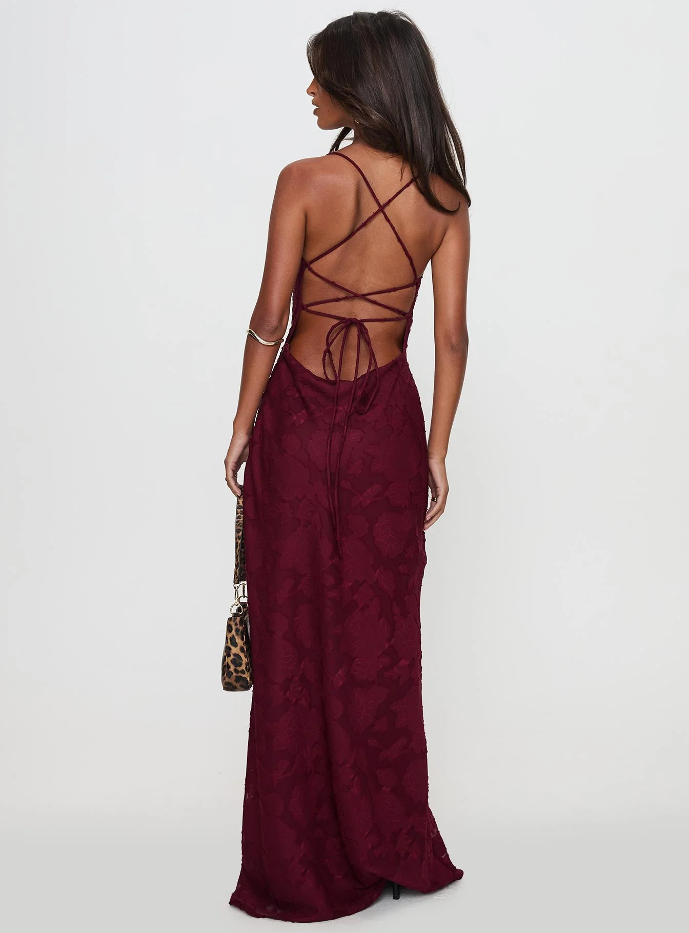 Celena Maxi Dress Burgundy Burnout Petite - Image 4