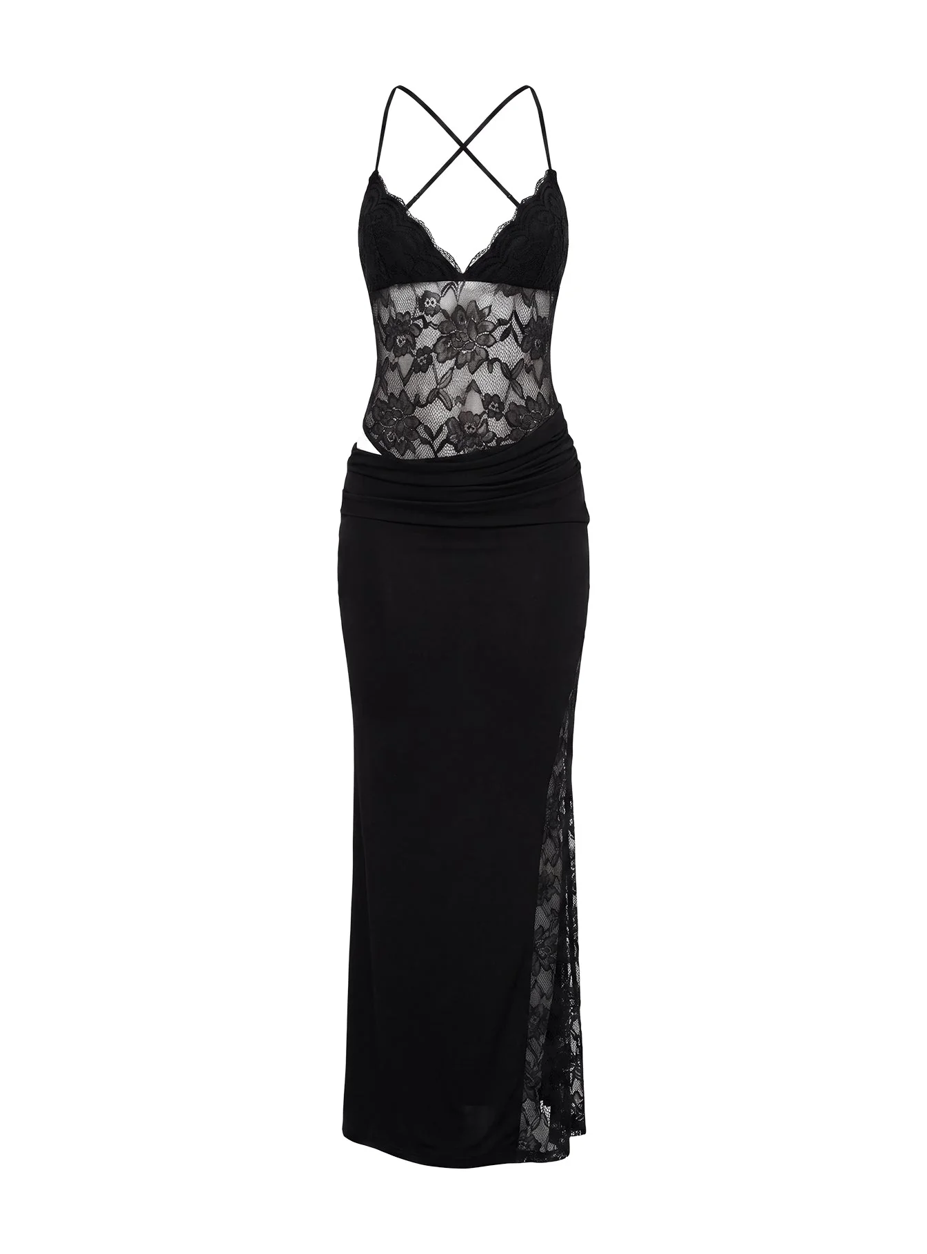 Chantella Lace Cut Out Maxi Dress Black - Image 11