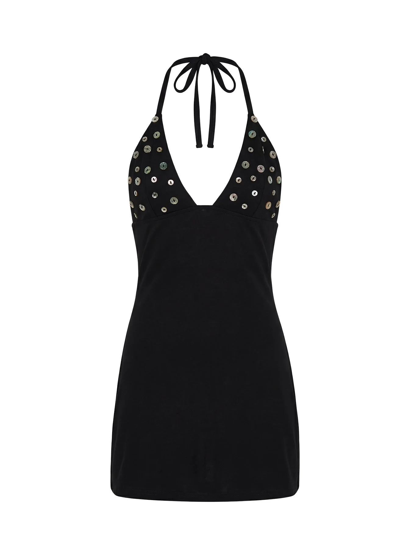 Chyna Halter Button Mini Dress Black - Image 13