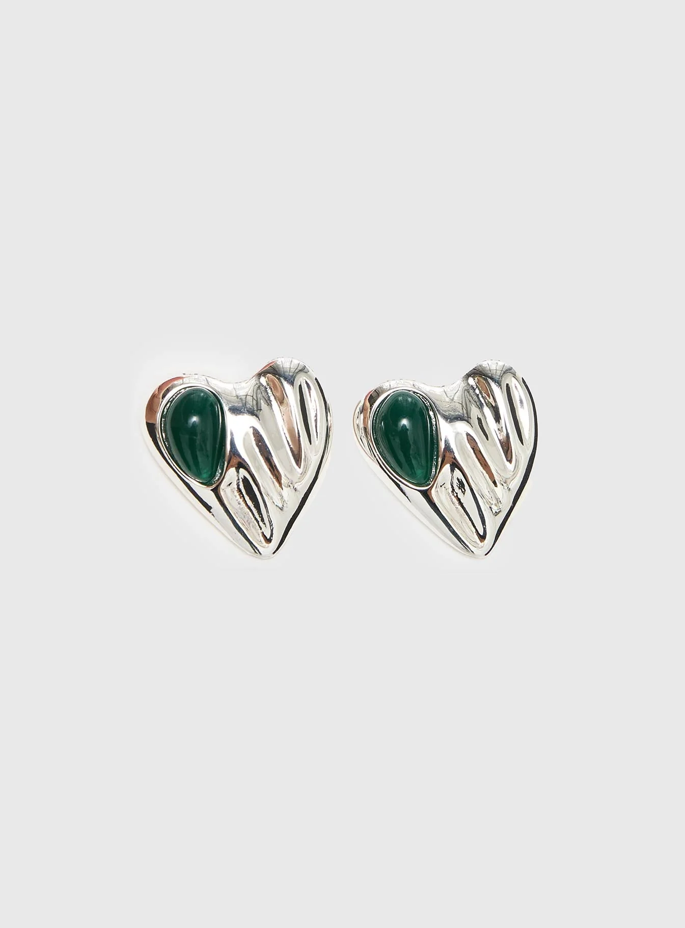 Citrah Heart Stud Earrings Silver - Image 2